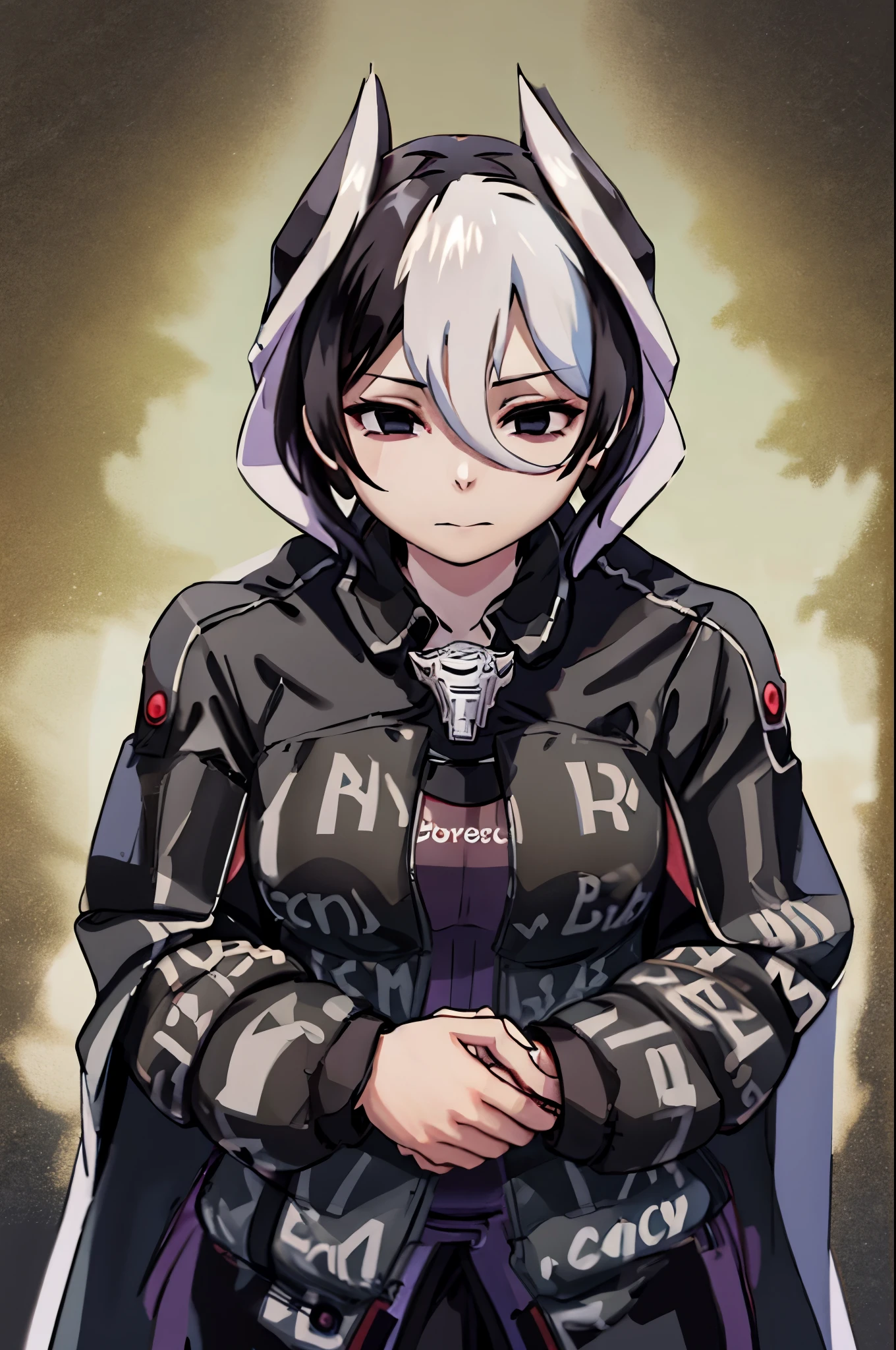 ozen, cape, jacket, black cape dripjacket
own hands together