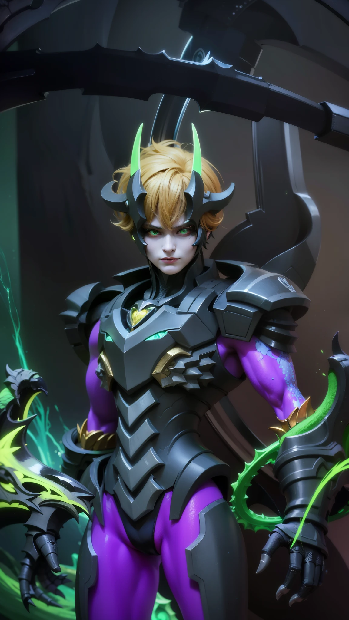 Masterpiece, ultra HD, detailed all picture, a close up of a devil, dyrroth from mobile legend, evil, extremely detailed artgerm, mobile legends character, inspired by Dyrroth, Six pack chest and abs, yellow jewel above the chest.