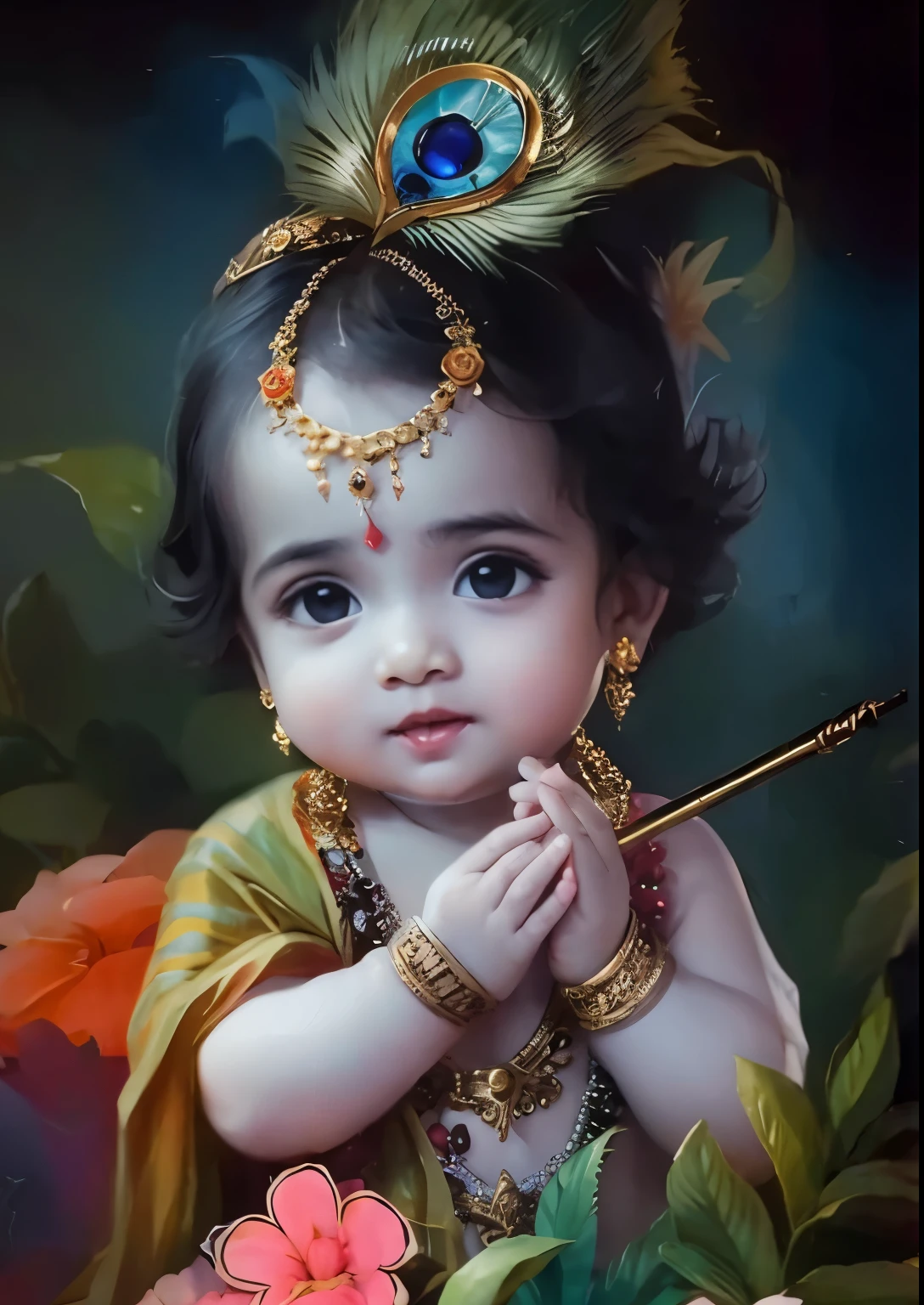  Krishna holding a flute