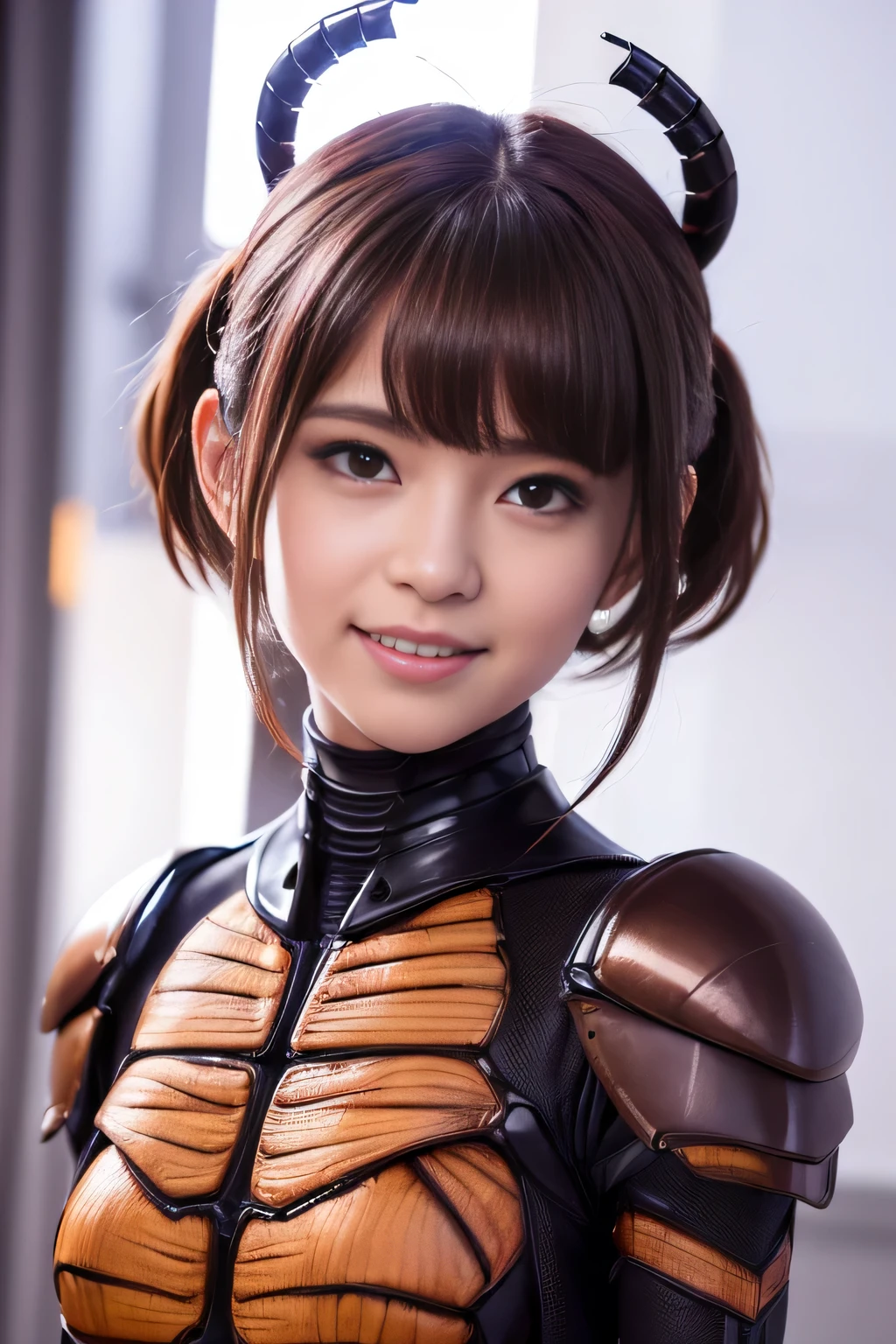 (High resolution,masterpiece,highest quality,Very detailed CG, anime, official art:1.4), realistic, photograph, amazing detail, all complicated, luster and luster,great many layers, 8k wallpaper, 3D, sketch, cute, figure,( alone:1.4), perfect female proportions,villain's daughter, (Fusion of dark brown cockroach and lady:1.4), (brown cockroach form lady:1.2), (brown cockroach woman:1.2), (Fusion:1.2), (alone:1.4), (evil smile:1.2), muscular, abs, (Cockroach brown exoskeleton bio insect suit:1.4), (Cockroach brown exoskeleton bio insect armor:1.2), (brown transparent cockroach feathers:1.4), (brown cockroach antenna:1.3)