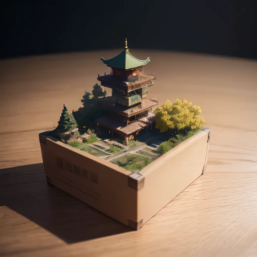 small realistic model, (bifurcation, original photo, best quality, masterpiece:1.4),Steampunk Cyberpunk 2916,(Cyberpunk light:1.3),on the Mars,horizon (related to land),(in a small nature box:1.3),Isometric, small nature, landscape on foundation,landscape,Distant focus（（Iwo Jima background））