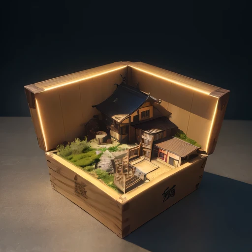 small realistic model, (bifurcation, original photo, best quality, masterpiece:1.4),Steampunk Cyberpunk 2916,(Cyberpunk light:1.3),on the Mars,horizon (related to land),(in a small nature box:1.3),Isometric, small nature, landscape on foundation,landscape,Distant focus((Iwo Jima background))