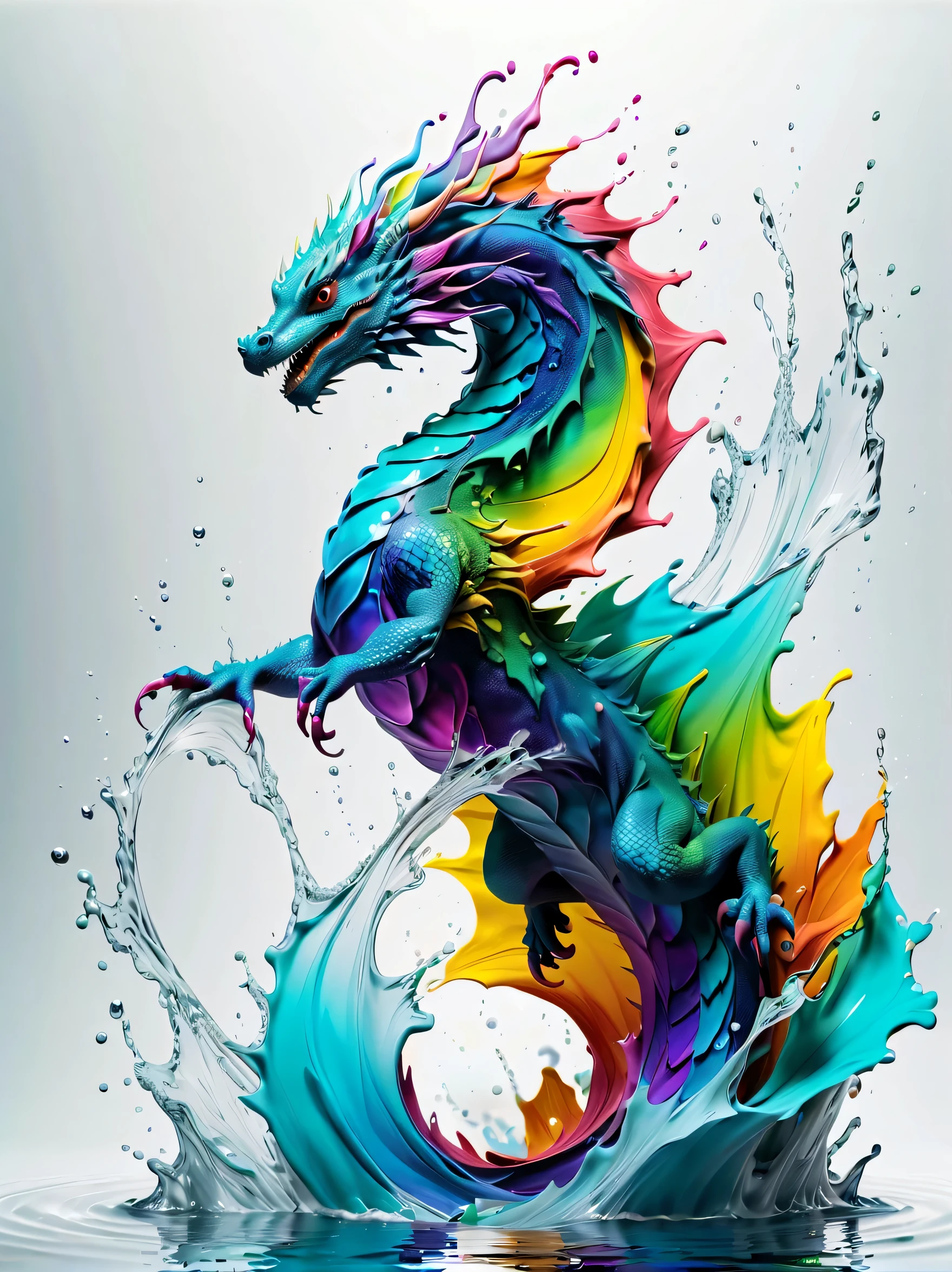 Expresses the flow of ink dancing in the wind,water effects,colorful water,A water dragon is swimming in the ink,The Dragon'The body is smooth and aerodynamic.,tinta respingo,brilho,colorido,light reflection,cores ricas,abstrato,3D,8k,high resolution,obra de arte,alta qualidade,detalhes detalhados,rainbow colors,Rir maldosamente,Complicado,PROJETO,fun,cores brilhantes,water splash,I invite you to the world of art,brilhante,fundo escuro