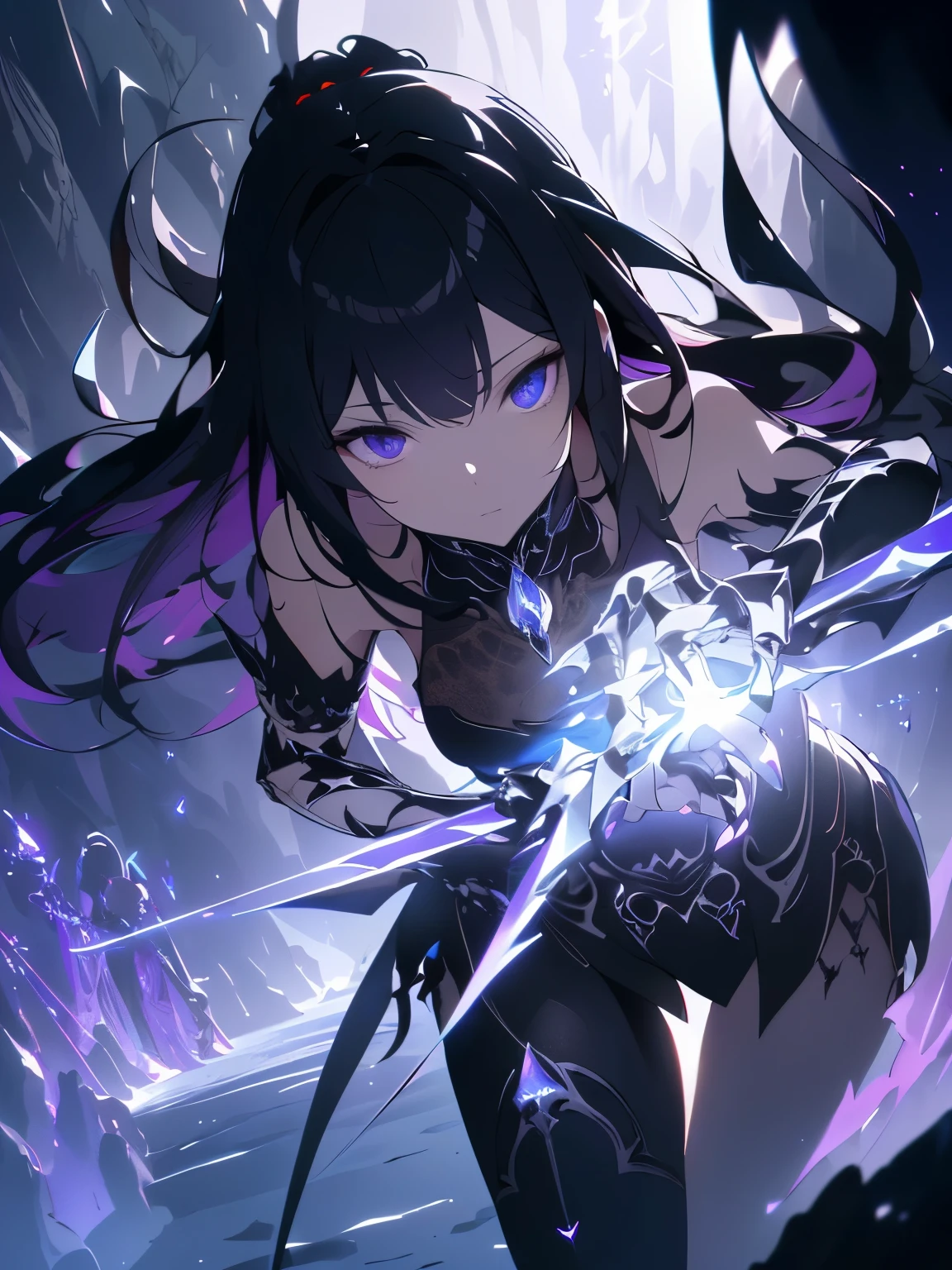 city street at night、toppless、barechested、Assassin、One、The blade of the knife glows eerily、Piercing 、Well-formed face、Fundosi only、