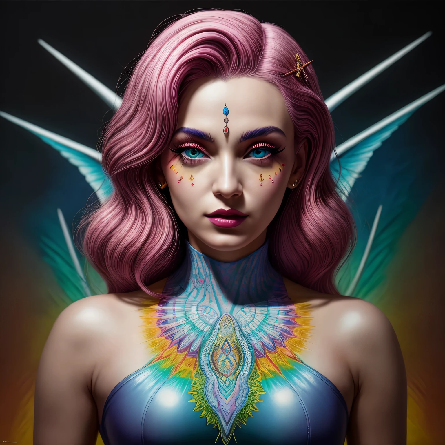 anjo, obra de arte Bty Daniel Martin Diaz, Lisa Frank , Alex Grey, Simon Stalenhag, de alta qualidade