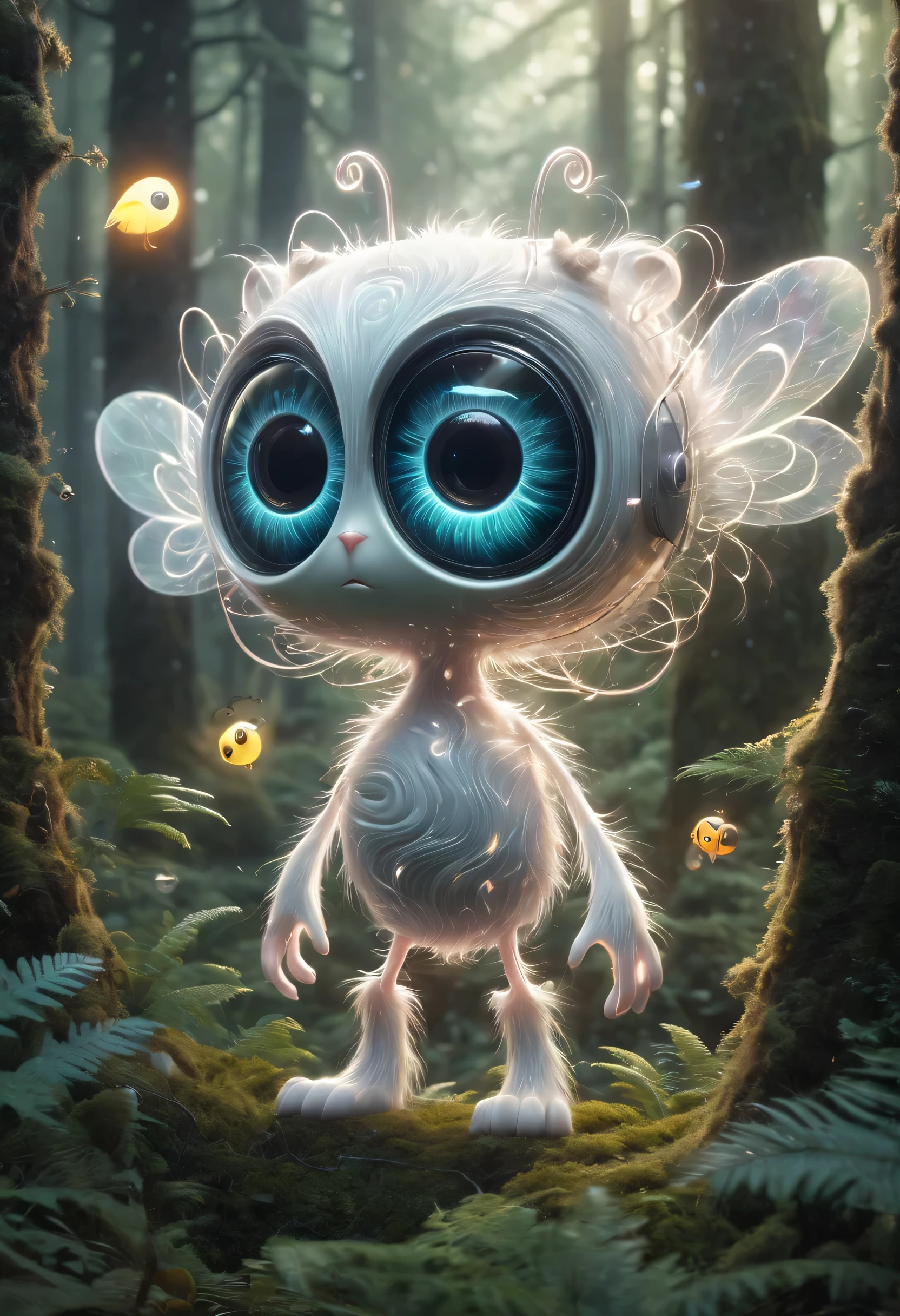 Cute creatures in the forest，super strong radio waves，lightwave，Eye