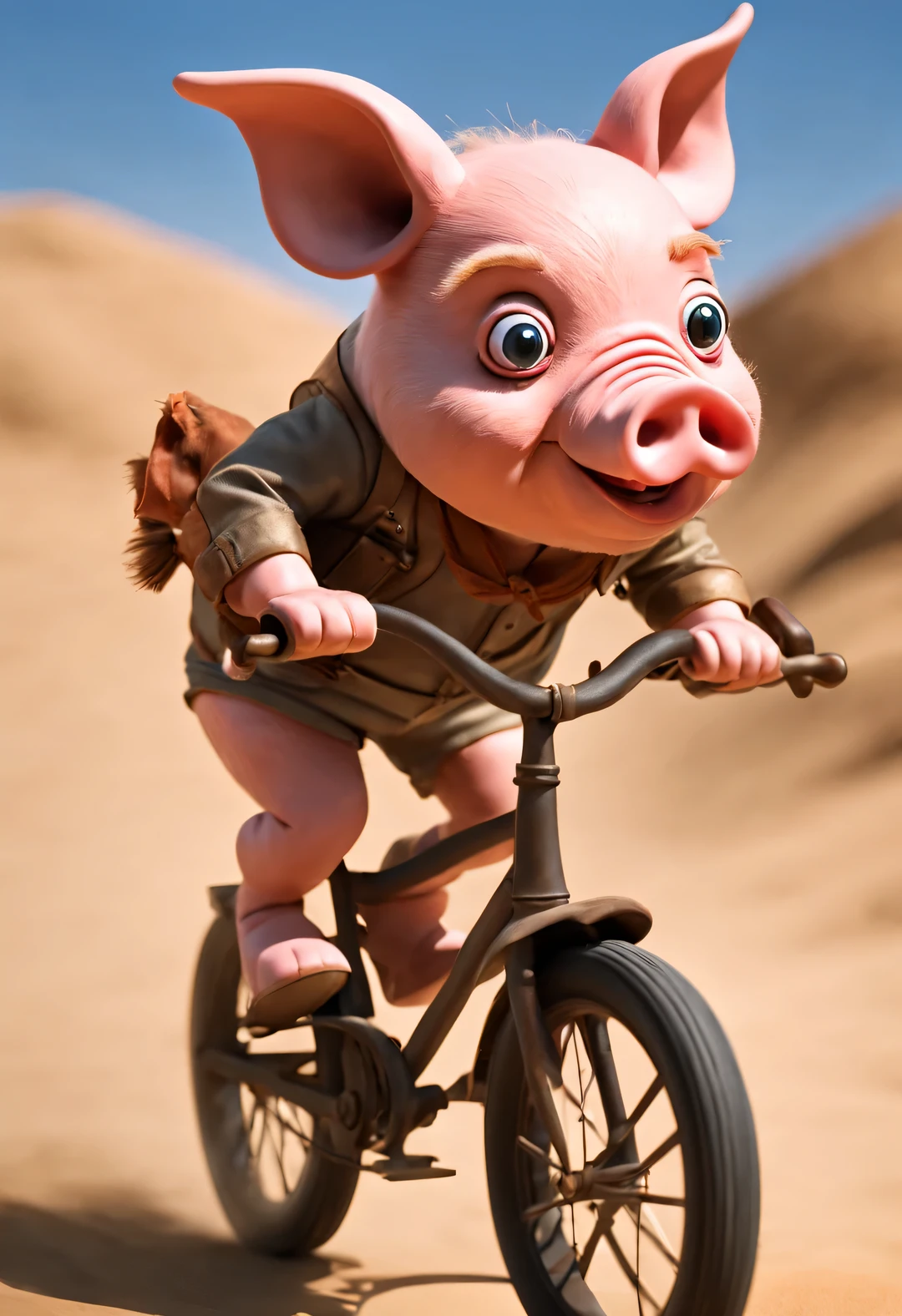 Graffiti art style, Beautiful detailed，Hedgehog puppet runs marathon in desert, with running action, dynamic action, and rampage