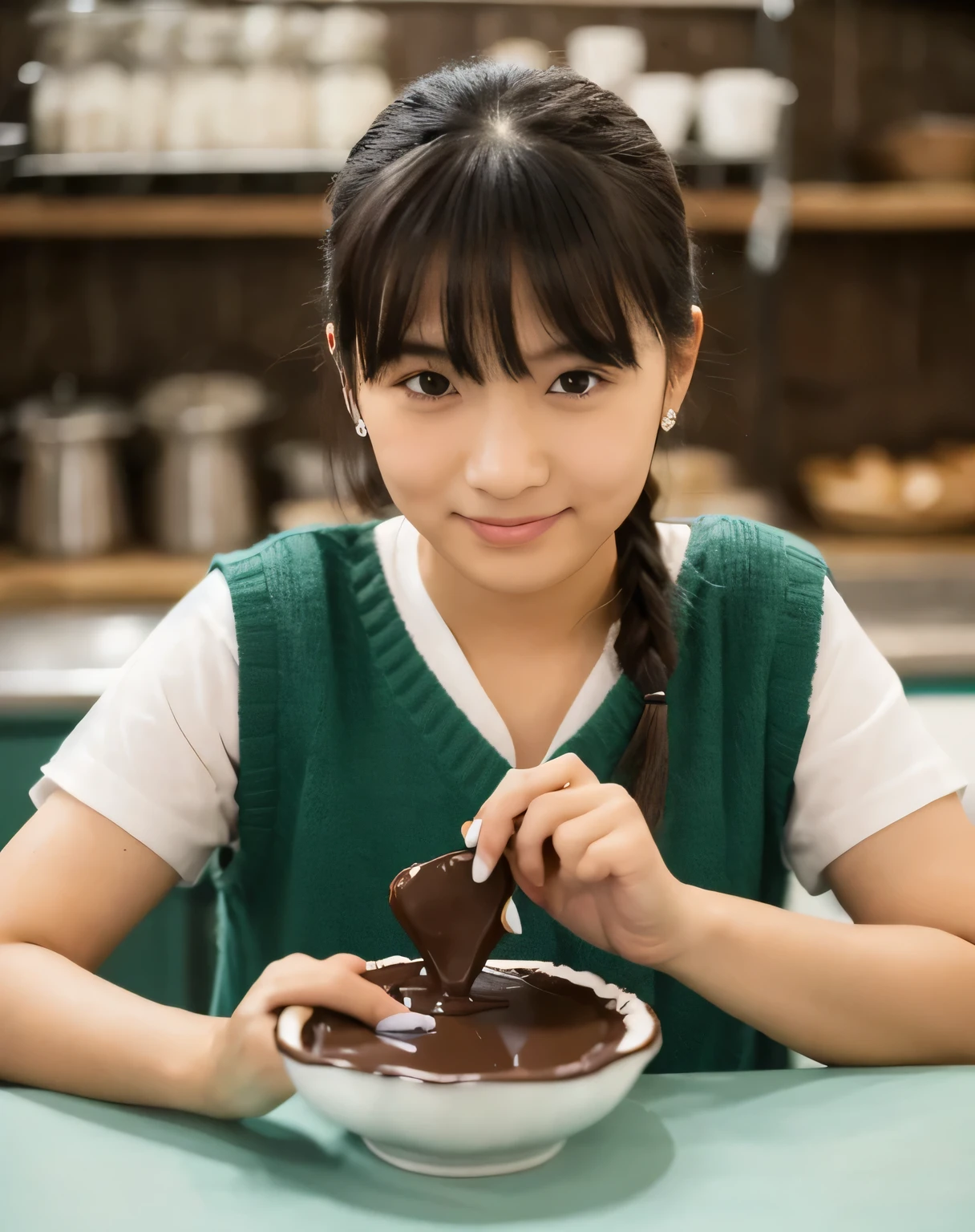Beautiful woman making chocolate sweets,Moderate,valley