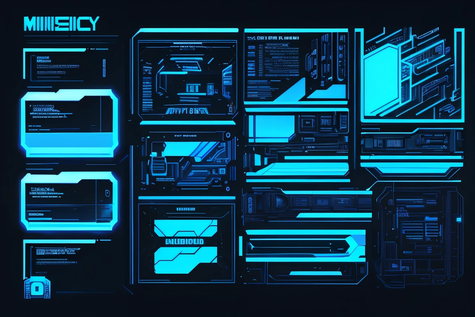 Minimalistic blue cyberpunk style interface