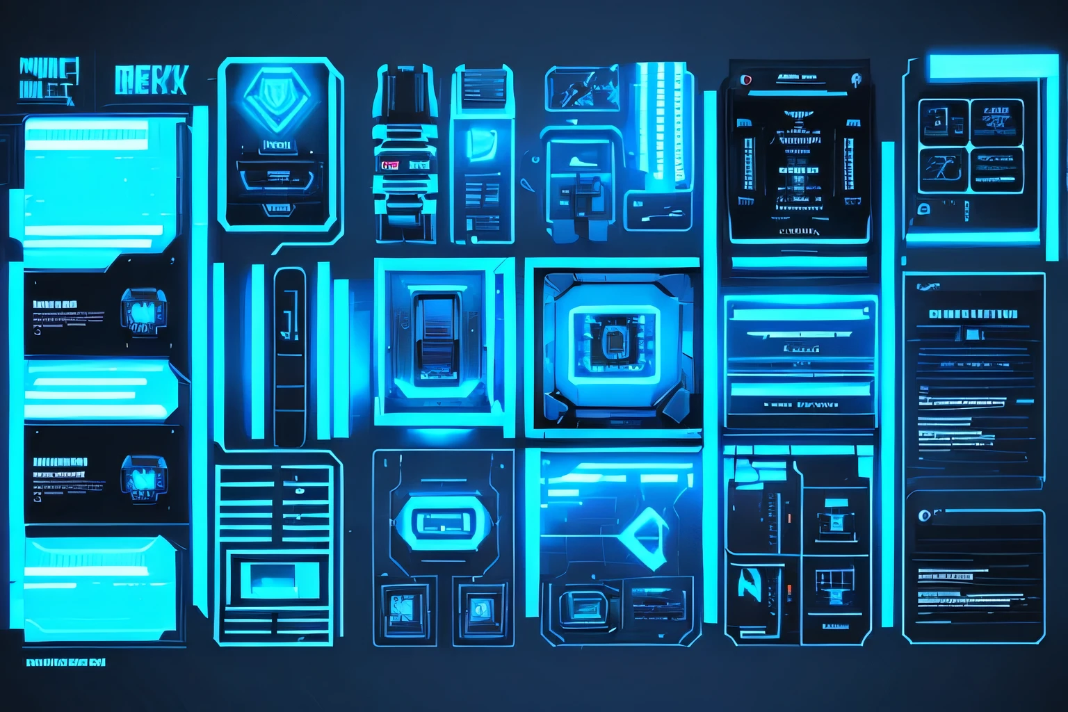 Minimalistic blue cyberpunk style interface