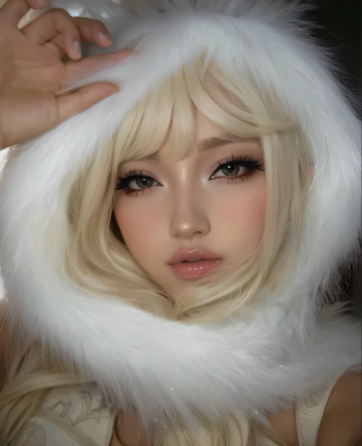 Araffe con capucha blanca y pelo blanco, Anime Barbie en blanco, Portrait of the Japanese gyaru, Dulce conejita ultrarrealista, Ava Max, flequillo blanco, Chica perfecta de pelo blanco, Anime Barbie en Medias Blancas, Lalisa Manobal, con pelo largo blanco, anime barbie doll, Cara de Ahegao, con el pelo largo y blanco, con pelaje blanco y esponjoso