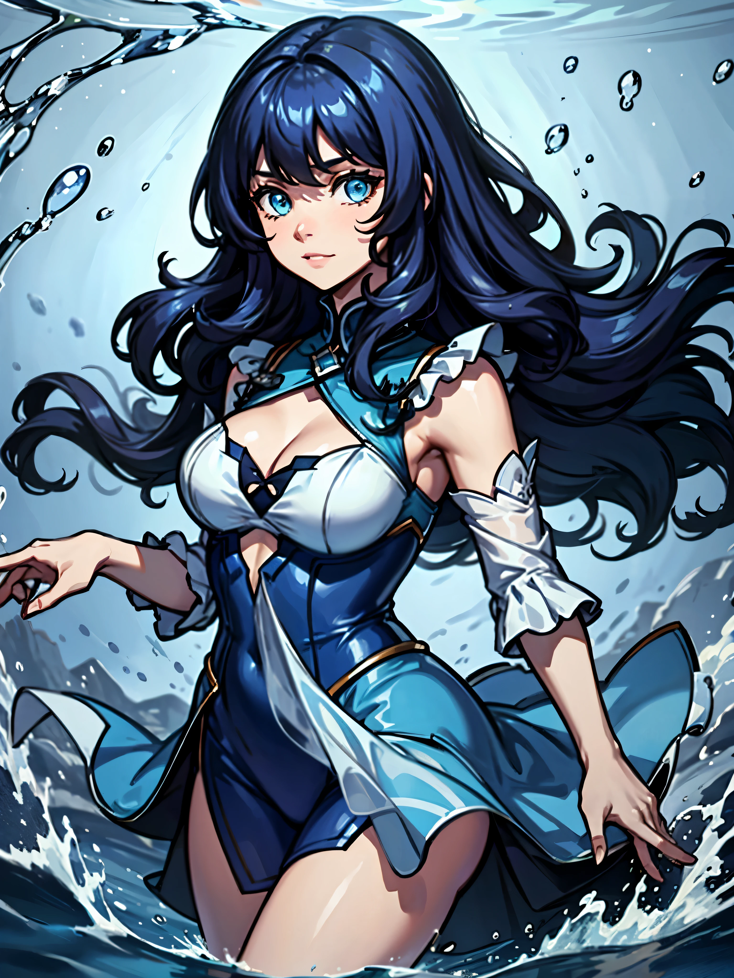 Anime-style blue wave bullet