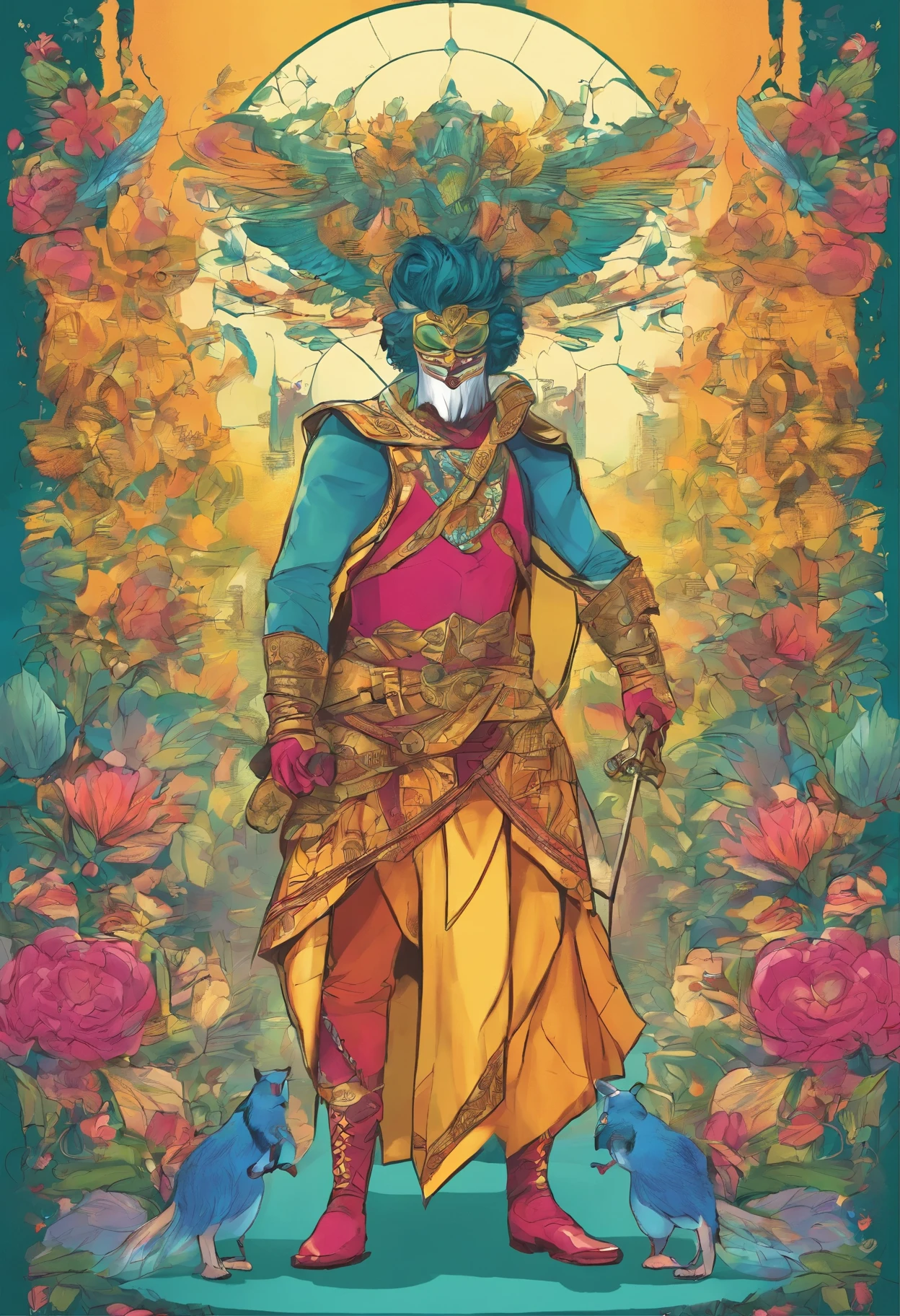 Character Miguel Ohara in a beautiful fancy dress and mask