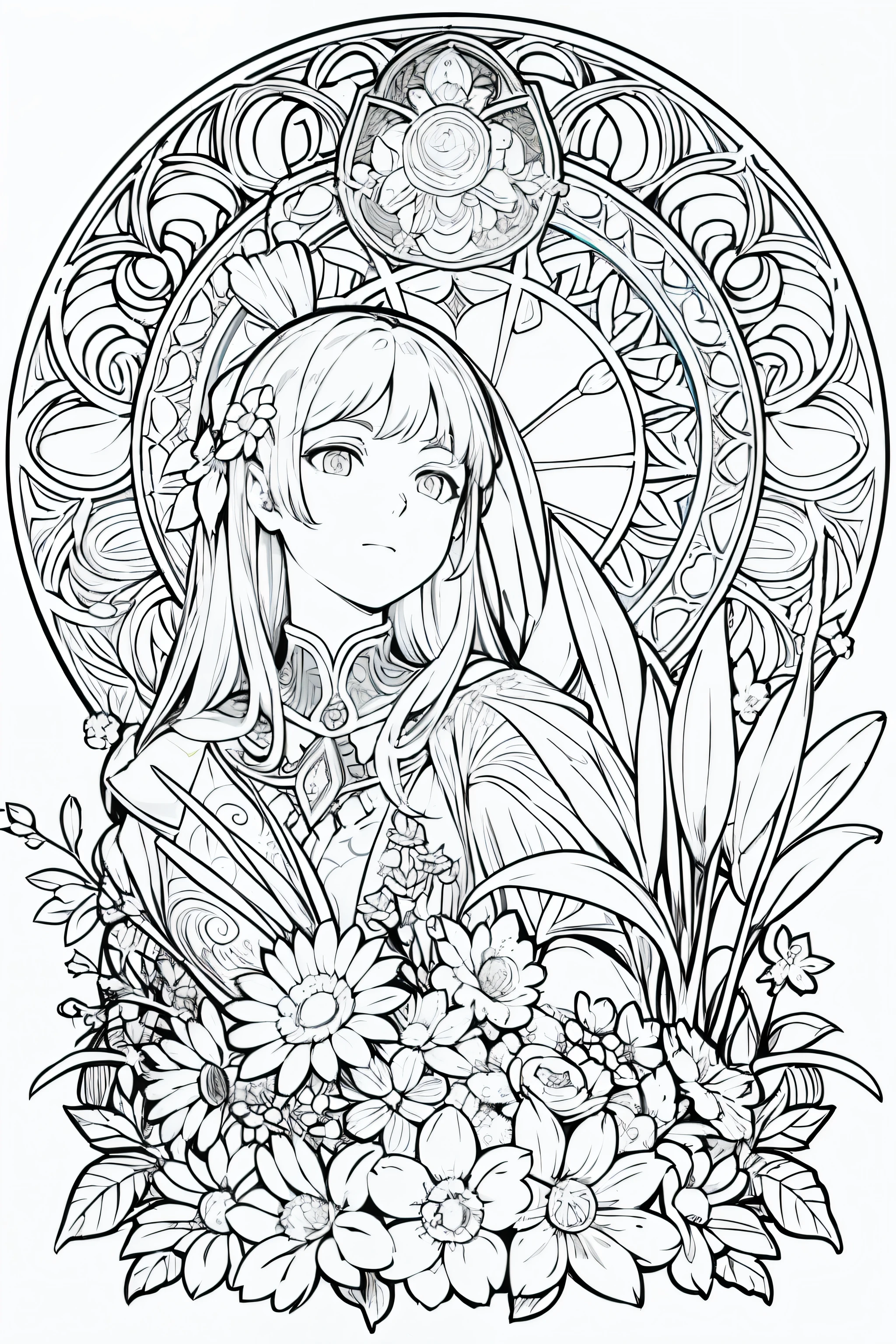 desenho de flores, moldura floral, painel decorativo, abstrato
Arte de Alphonse Mucha, sketchfab, linhas de desenhos e cenas sem cores e sombras.
(Obra-prima, melhor qualidade, Highres: 1.4), detalhado, detalhes intrincados, 4K, respingos de cor, arte de linha, fibonacci,