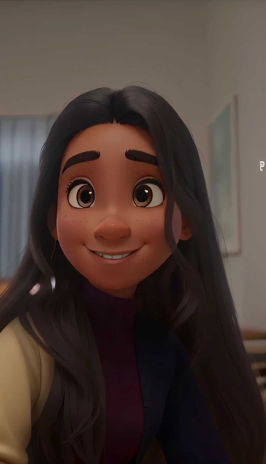 Uma rapariga, de 18 anos, estilo disney pixar, alta qualidade, melhor qualidade. A rapariga tem de estar a olhar para a frente (to the camera).