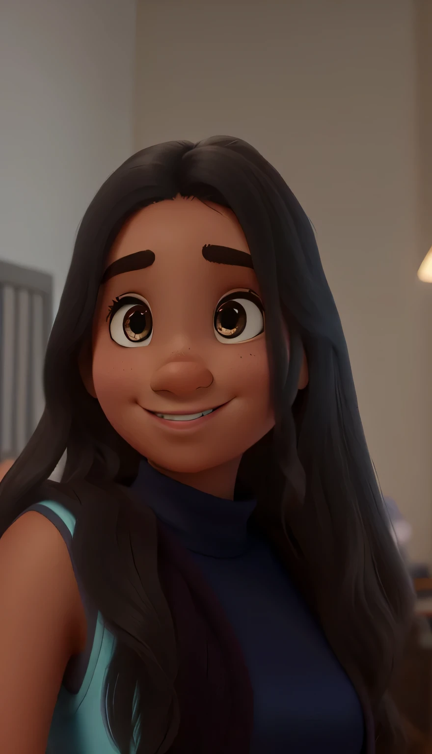 Uma rapariga, de 18 anos, estilo disney pixar, alta qualidade, melhor qualidade. A rapariga tem de estar a olhar para a frente (to the camera).