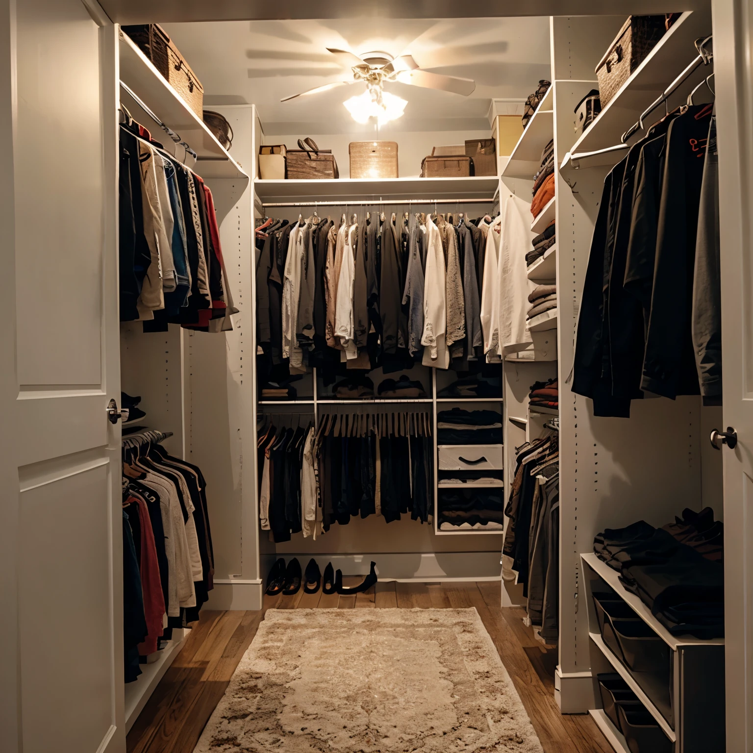 several men inside a closet