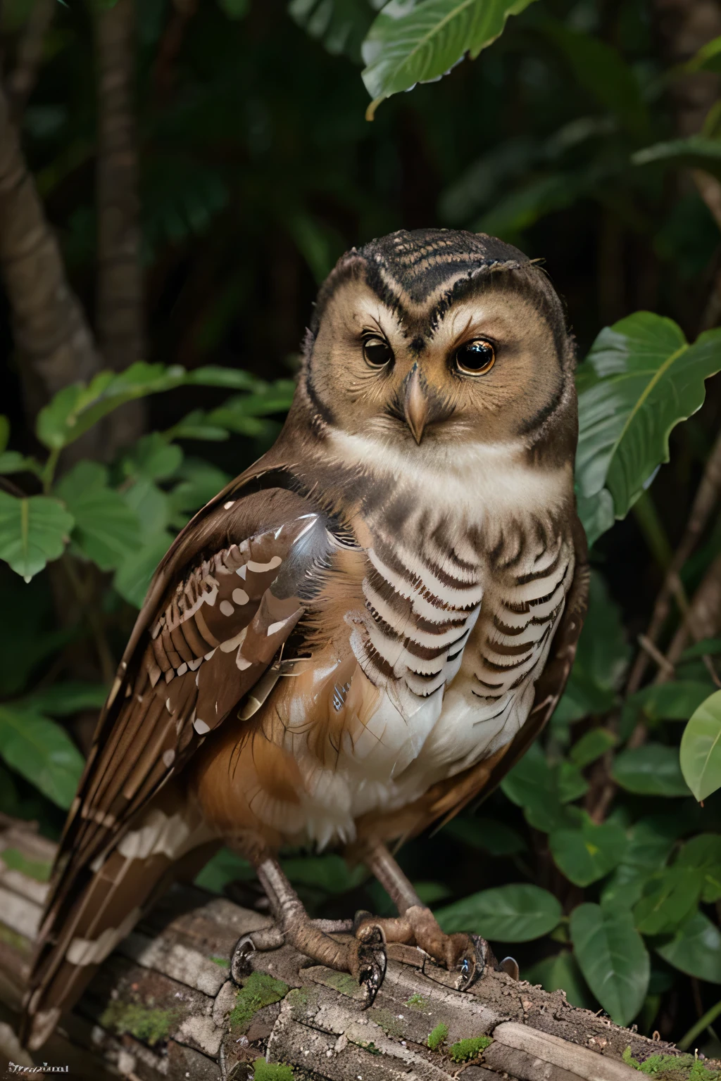 Crie um desenho realista do glaucidium brasilianum , no ambiente natural dele