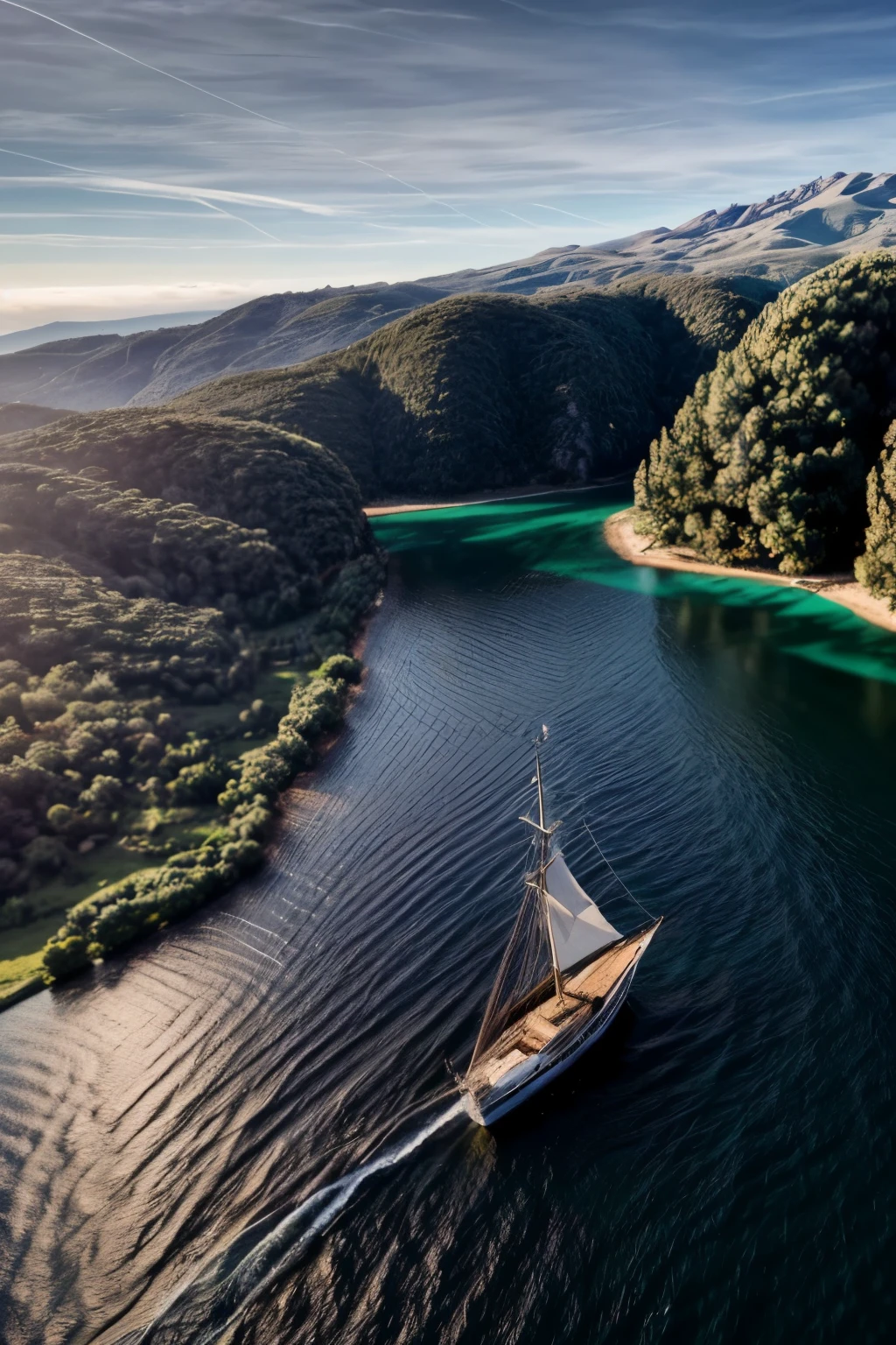 Foto RAW en secuencia, an image captured through binoculars, a partir de una distancia, se puede ver claramente una nave pirata, a super realistic illusion in 8k, High Definition,
Details of the face and the boat well differentiated and detuned, luces naturales, efecto HDR, Professional photography, flirteando con el espectador, efecto visual impresionante, photorealistic illusion, maravillosa, textura de piel natural, 8k UHD, calidad extraordinaria, granos de