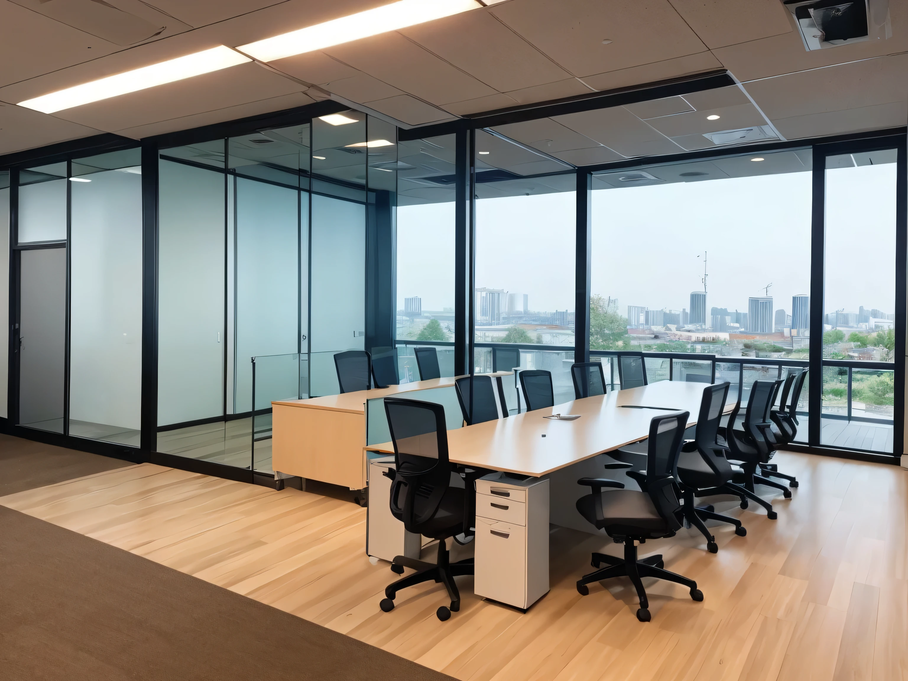 (a professional team working in an office environment),(modern glass and steel office building),(busy employees in business attire),(innovative technology and equipment),(open plan workspaces and collaborative areas),(large conference rooms for meetings and presentations),(comfortable and ergonomic furniture),(bright and natural lighting),(efficient and organized workstations),(creative and inspiring decorations),(motivated and productive atmosphere),(neutral and sophisticated color scheme),(excellent communication and teamwork),(cutting-edge digital tools and software),(high-speed internet and reliable connectivity),(clean and tidy work environment),(strict adherence to deadlines and targets),(professional and respectful work culture),(continuous learning and skill development),(supportive and inclusive workplace),(emphasis on work-life balance)