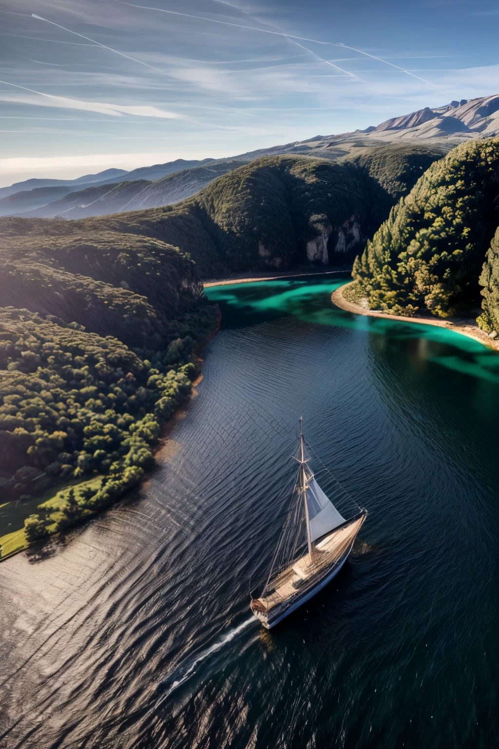 Foto RAW en secuencia, an image captured through binoculars, a partir de una distancia, se puede ver claramente una nave pirata, a super realistic illusion in 8k, High Definition,
Details of the face and the boat well differentiated and detuned, luces naturales, efecto HDR, Professional photography, flirteando con el espectador, efecto visual impresionante, photorealistic illusion, maravillosa, textura de piel natural, 8k UHD, calidad extraordinaria, granos de