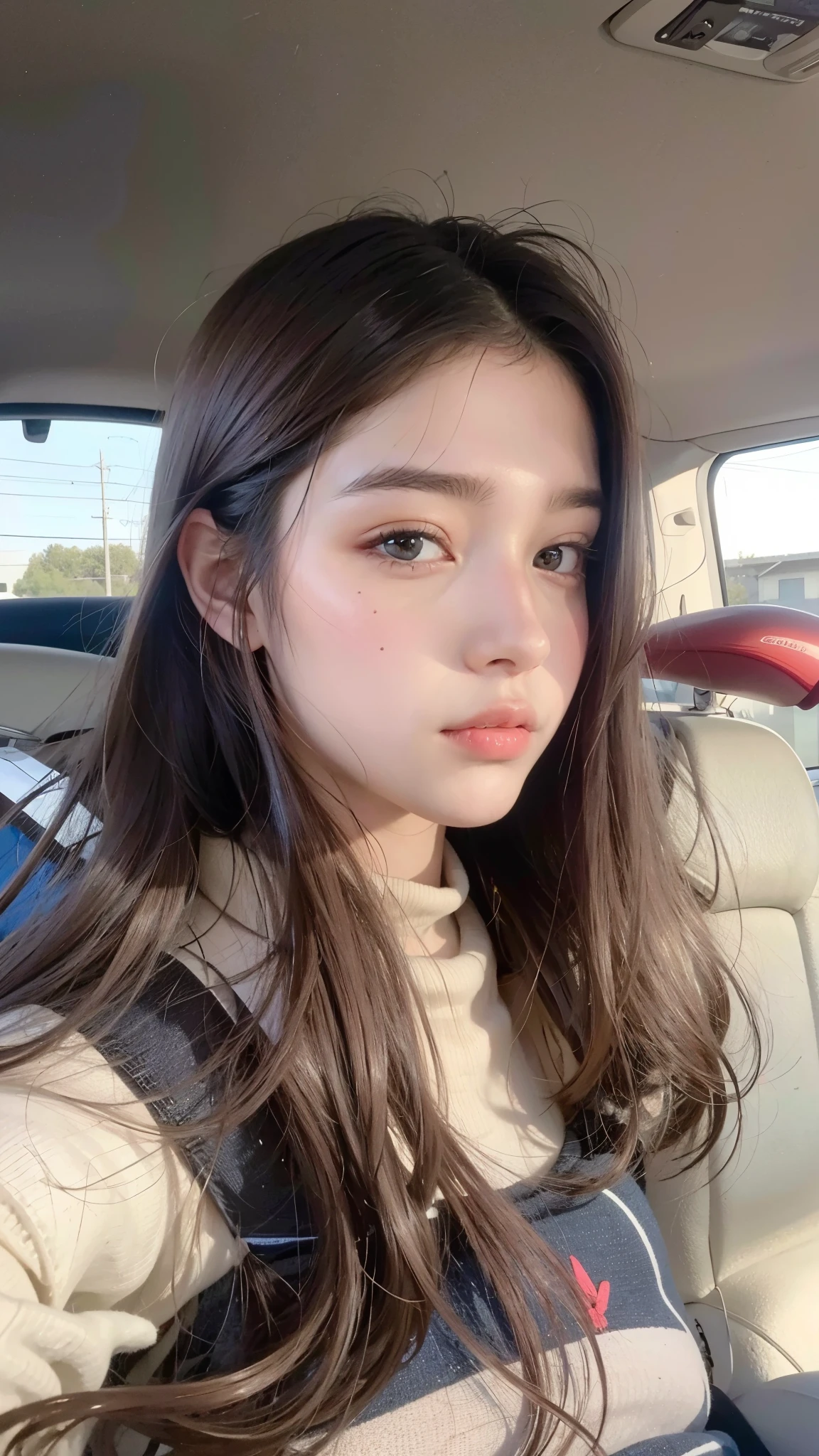 Girl sitting in a car with a cell phone, 18 years, 16 years old, Kailee Mandel, 21 years, sin maquillaje, 22 years, 19 year old girl, taken in the early 2020s, violeta myers, 23 years, foto de perfil en la cabeza, 19 years old