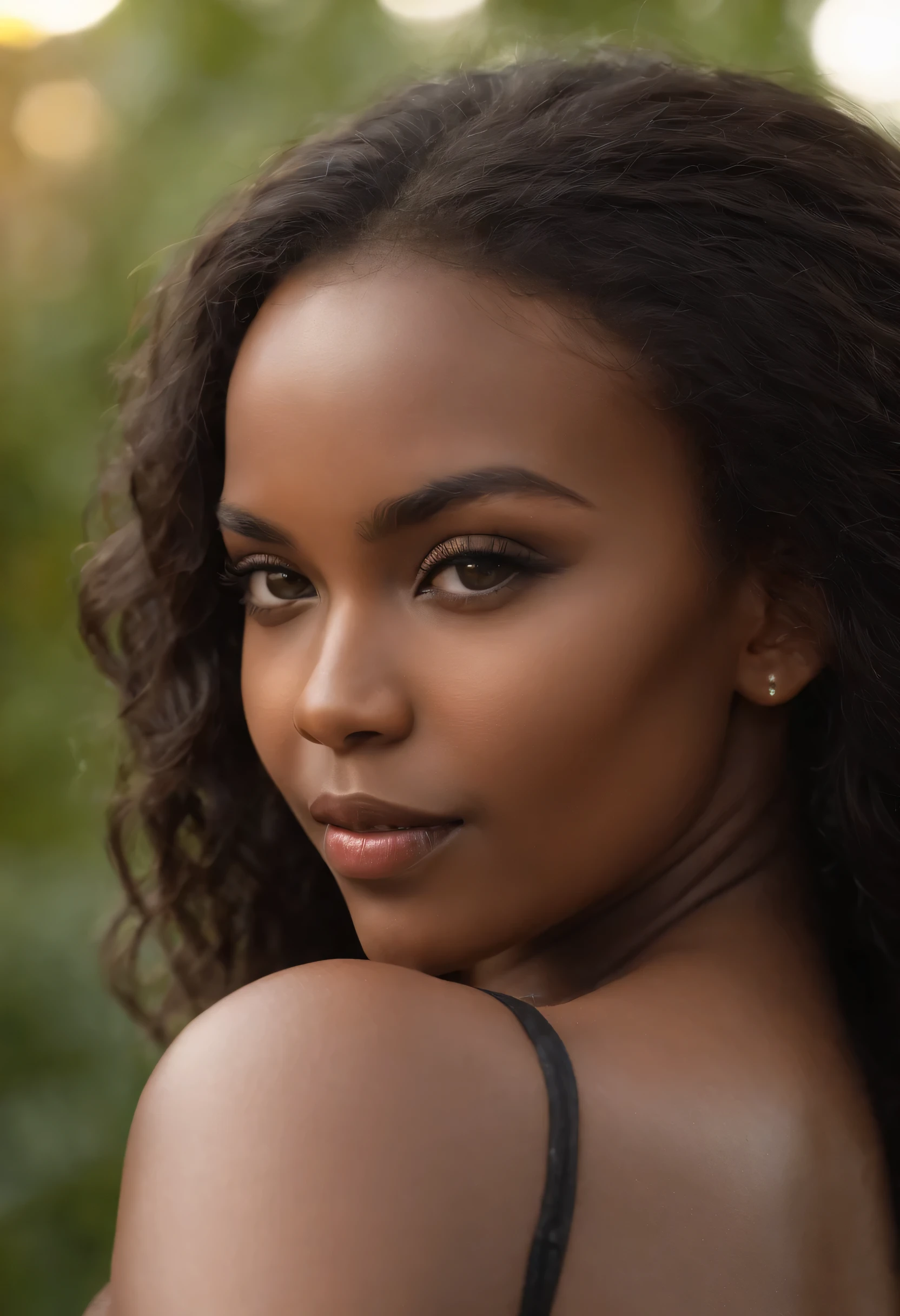 ((Piel africana oscura, very deep ebony skin)), ((Su belleza es innegable)), ((cara linda emocionada)), cuerpo completo, , ((Ojos perfectos ultra detallados,)), ((Linda pose)), ((Idioma de salida)), ((seductor )), sexy, (( desnudo sexy)), ((Cola de caballo africana larga y rizada africana,)), (( piel)), ((Get up, Vista frontal)), ((afuera, Public cities)), Sharp-focus CGI, photoreallistic, High detail, Realstic, Obra maestra, absurdos, La mejor calidad, HDR, alta calidad, K HD, extremadamente detallado, Fondo de pantalla de 8k, Detalles intrincados, 8k UHD, Full HD, (Foto realista:1.2), contraste, Luces deslumbrantes, Cinematic lighting, natural lighting, Luz dura, backlite lighting, global ilumination, NSFW Ambient Occlusion