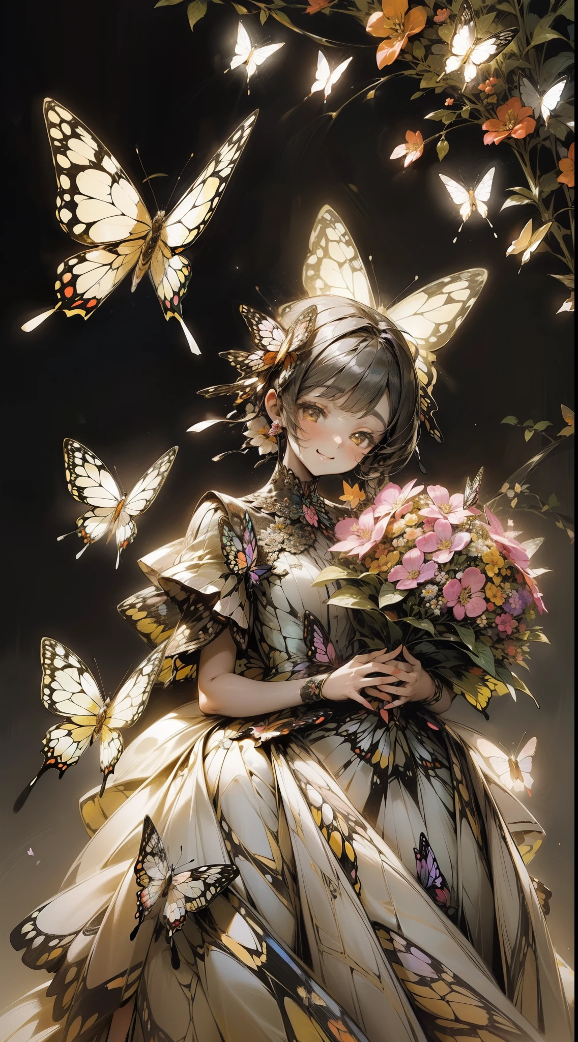 (32k), (beautiful cute girl), (butterfly ornament), (butterfly dress), ((many butterflies)), (((background of many flowers
))), (((bright background))), (beautiful world), (cute world), smile, (32k), (beautiful cute girl), (butterfly ornament), (butterfly dress), ((many butterflies)), (background of many flowers
), (((bright background))), (beautiful world), (cute world), smile, 
