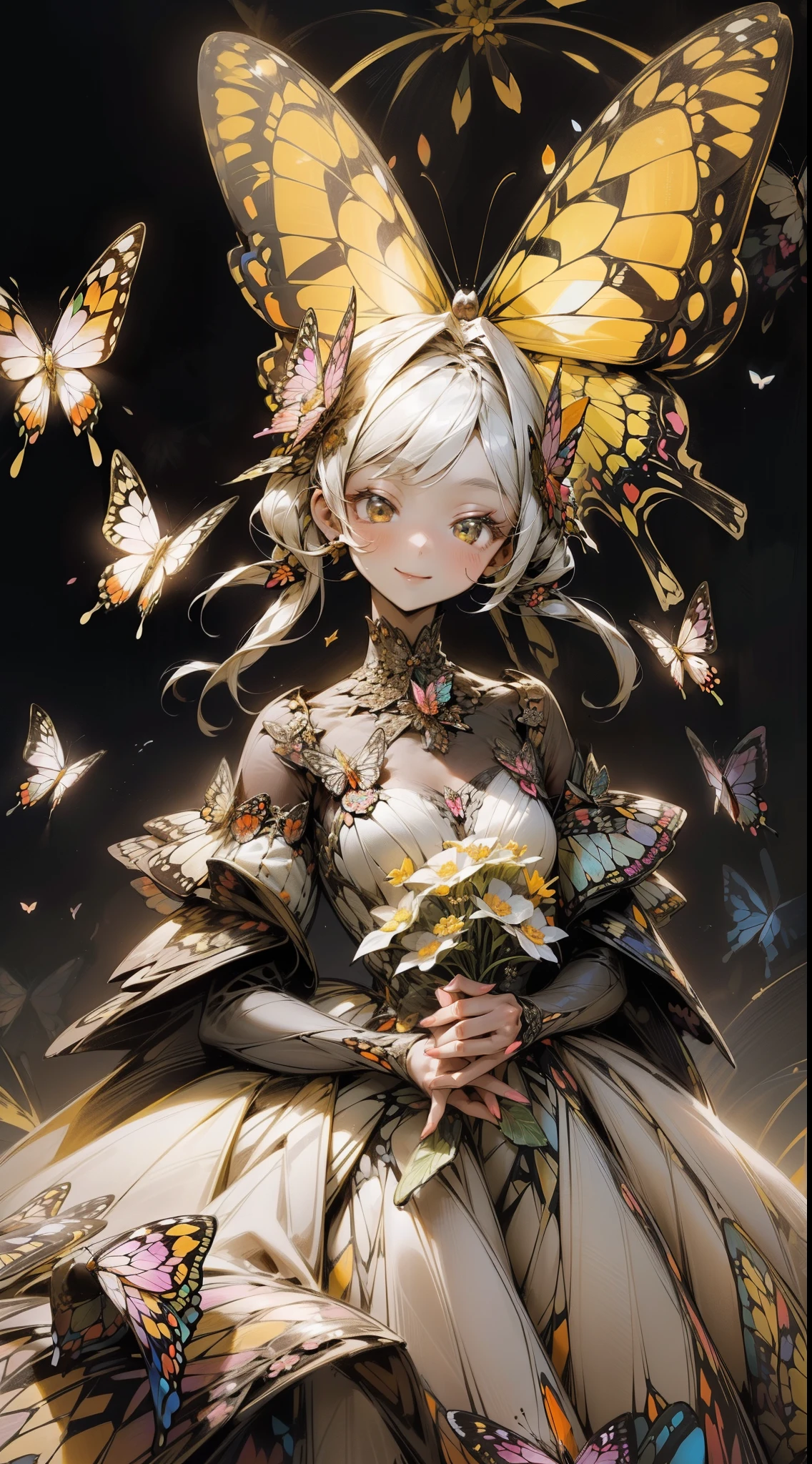 (32k), (beautiful cute girl), (butterfly ornament), (butterfly dress), ((many butterflies)), (((background of many flowers
))), (((bright background))), (beautiful world), (cute world), smile, (32k), (beautiful cute girl), (butterfly ornament), (butterfly dress), ((many butterflies)), (background of many flowers
), (((bright background))), (beautiful world), (cute world), smile, 