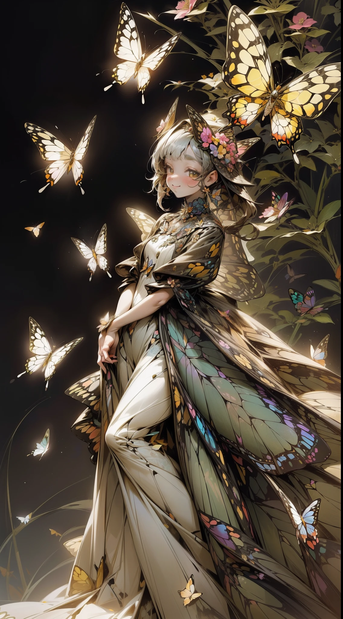 (32k), (beautiful cute girl), (butterfly ornament), (butterfly dress), ((many butterflies)), (((background of many flowers
))), (((bright background))), (beautiful world), (cute world), smile, (32k), (beautiful cute girl), (butterfly ornament), (butterfly dress), ((many butterflies)), (background of many flowers
), (((bright background))), (beautiful world), (cute world), smile, 