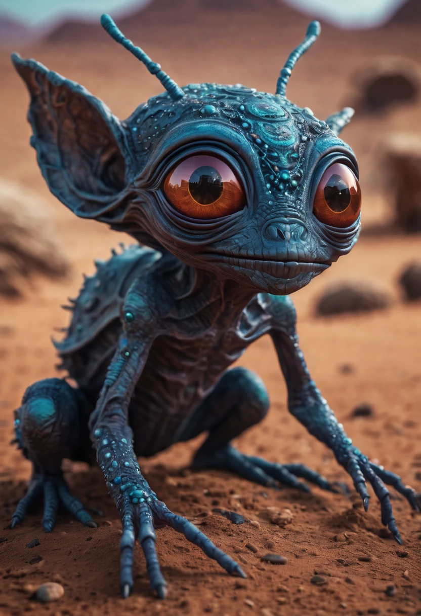 magical creatures from Mars, in Mars, never seen before, dark creatures, cute and dark magical creatures from Mars, (best quality, 4k, 8k, highres, masterpiece:1.2), ultra-detailed, (realistic, photorealistic, photo-realistic:1.37), aliens, a group of adorable and mysterious creatures, magical creatures from Mars, bewitching and unique beings, dark and enchanting beings, detailed features and vibrant colors, extraterrestrial creatures, unearthly charm, curiosity-inducing beings, otherworldly organisms, mesmerizing and extraordinary appearance, fantastical life forms, peculiar and alluring organisms, charming and enigmatic presence, uncommon and captivating features, ethereal creatures with magical powers, unknown species with intricate details, eye-catching and fantastical beings, creatures with a touch of mystery, mischievous and whimsical entities, beautifully strange and mystical creatures, unseen inhabitants of another planet, luminous and intriguing figures.