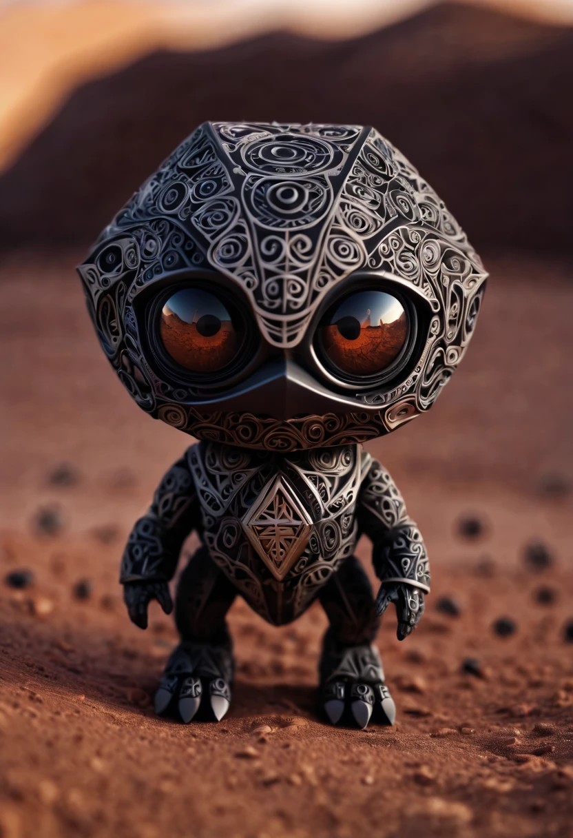 Magical creatures from mars, in mars, never seen before,dark creatures, cute and dark magical creatures from mars, zentangle, origami, 3d crunch, cinematic,