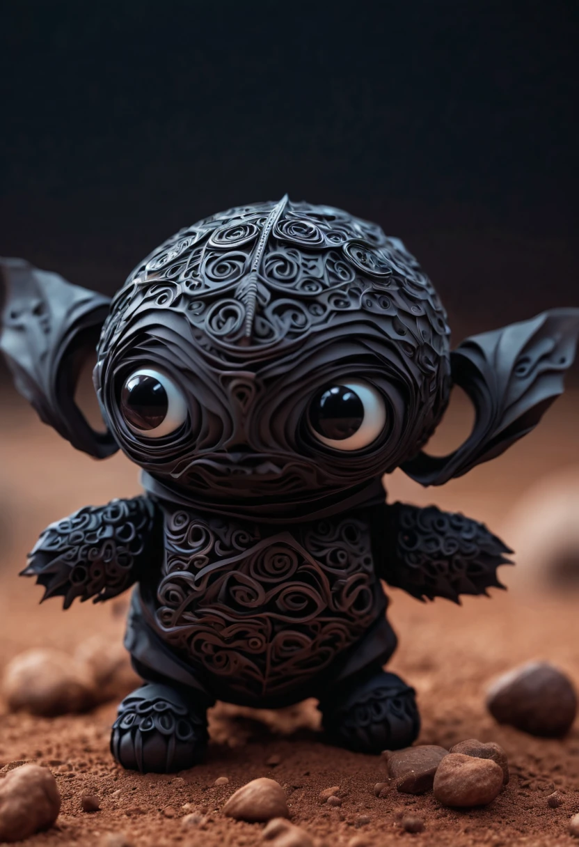 Magical creatures from mars, in mars, never seen before,dark creatures, cute and dark magical creatures from mars, zentangle, origami, 3d crunch, cinematic,