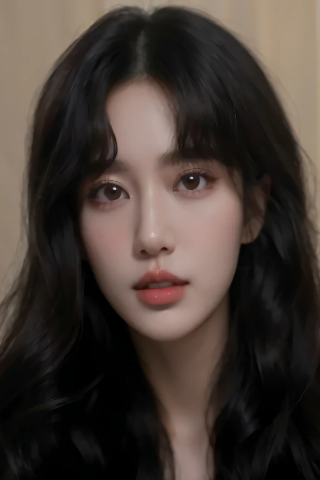 a close up of a woman with long black hair and a black top, # 1 digital painting of all time, #1 digital painting of all time, 8k digital painting, kawaii realistic portrait, realistic. cheng yi, soft digital painting, smooth. digital painting, portrait of female korean idol, 8 k resolution digital painting, 8k resolution digital painting, realistic digital painting