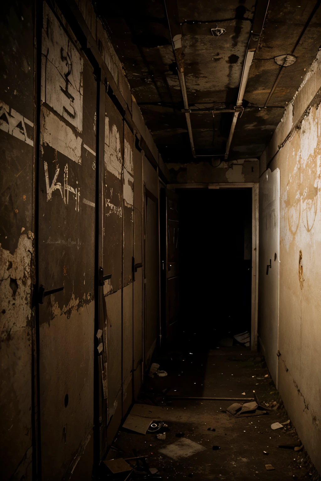 intriguing letters on the walls of an abandonned cellar