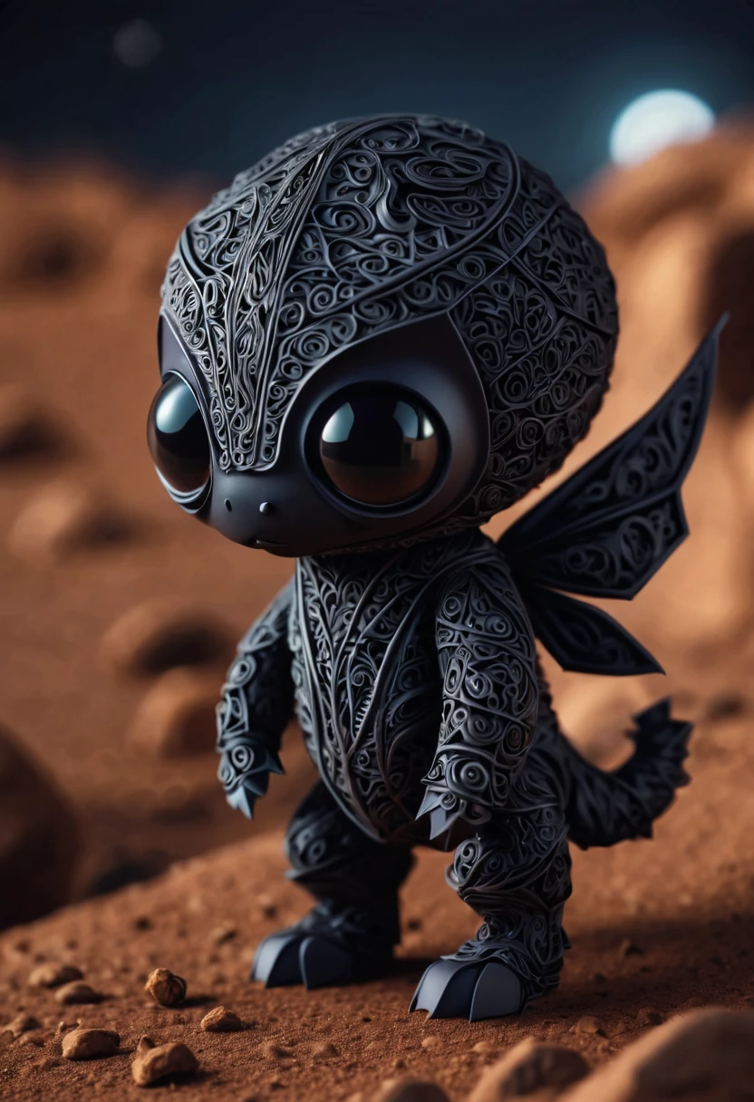 Magical creatures from mars, in mars, never seen before,dark creatures, cute and dark magical creatures from mars, zentangle light, origami, 3d crunch, cinematic,