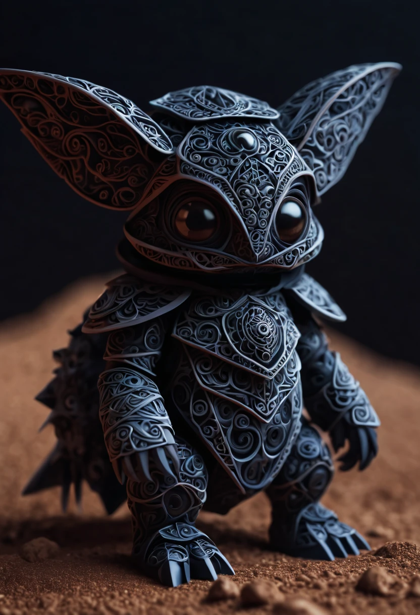 Magical creatures from mars, in mars, never seen before,dark creatures, cute and dark magical creatures from mars, zentangle, origami, 3d crunch, cinematic,