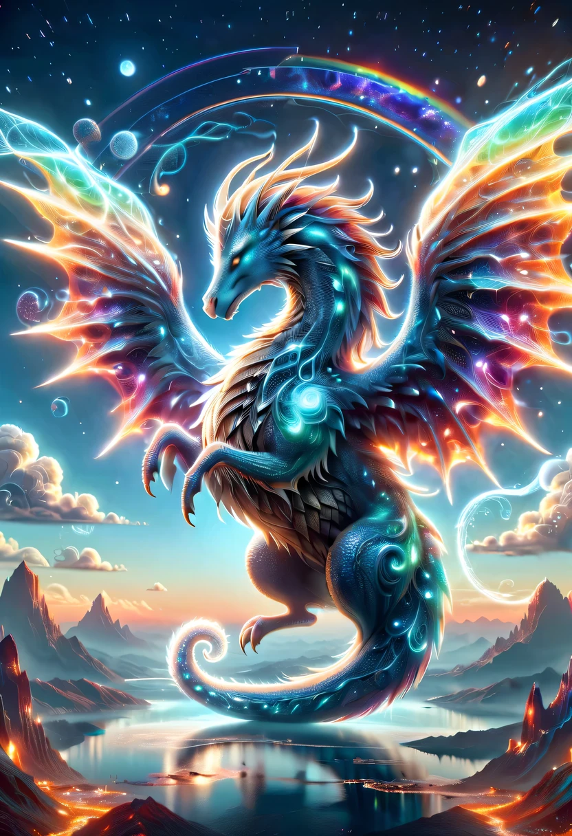 (mythical creatures) , (Legendary creatures), (majestic), (powerful), (mystery), (epic), (magical), (ethereal), (obsessed), (sacred), (majestic), (Mythological realm), (mystery), (mythical beast), (Mythical landscape), (heavenly), (Extraordinary), (magic), (otherworldly), (old), (undying), (majestic), (grand), (awe-inspiring), (universe), (Skyline), (mythical creatures:1.1), (stunning details), (Very detailed), (bright colors), (ethereal light), (epic scenery), (divine essence), (charming), (mythical atmosphere), (masterpiece:1.2), (super detailed), (sacred的启发), (Spectacular), (ethereal beauty), (mythological stories), (mystery legends)
