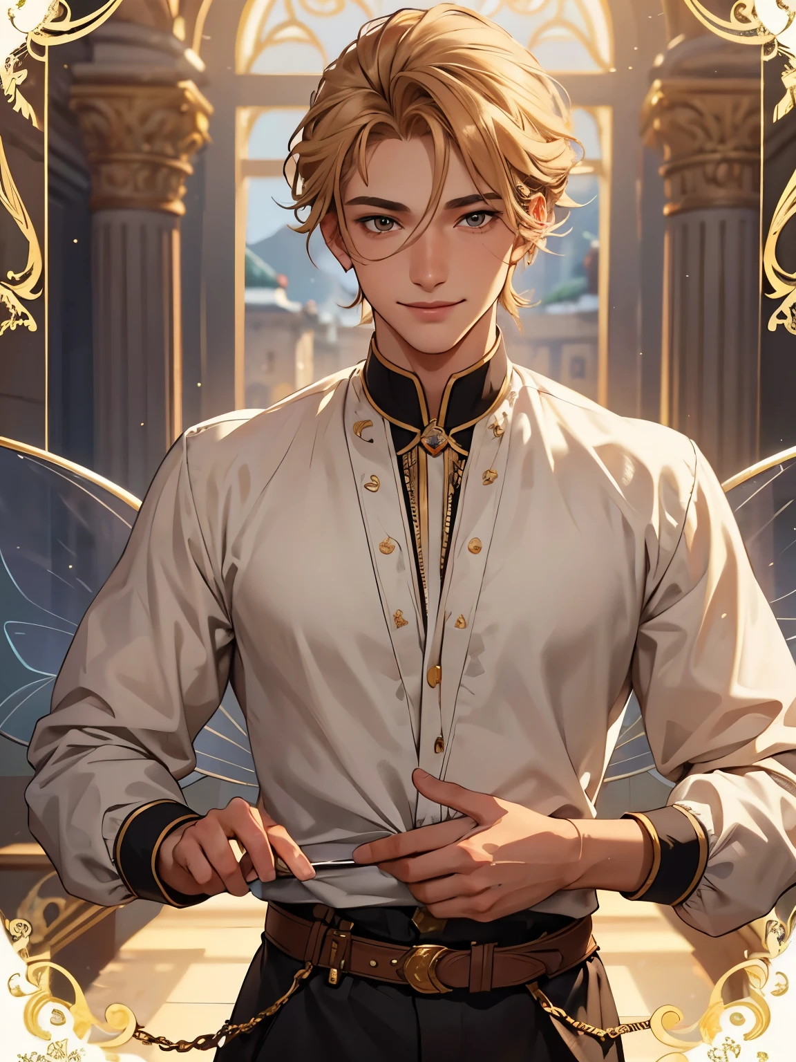 Nikolai is 20 years old, he has tanned skin, golden hair, shaved on one side and styled on the other, light brown eyes and slightly hooked nose, he has a beautiful face, &quot;outlined by the features of a fairy-tale prince&quot;. He is described as extremely charming, handsome and smiling