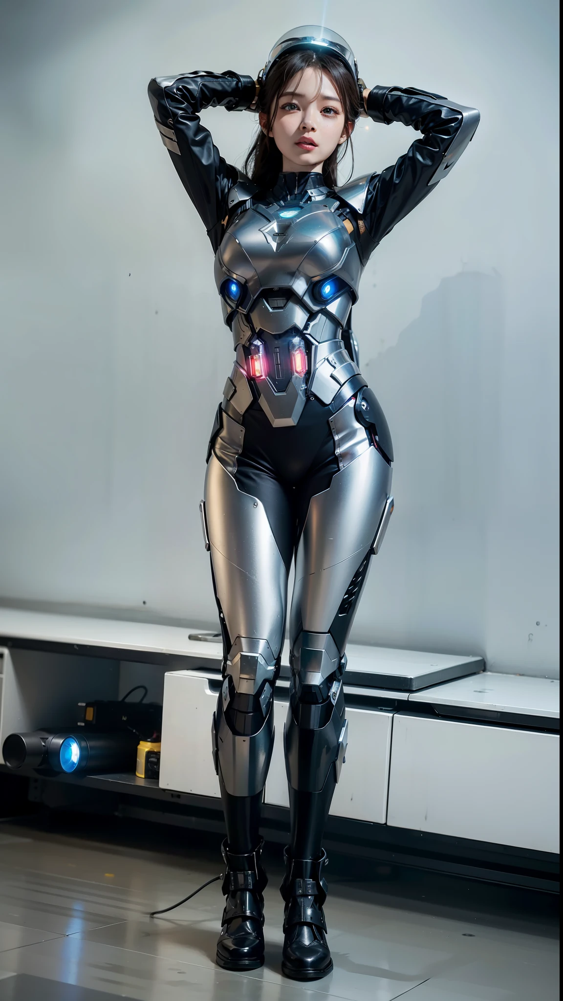best quality,gold jewelry,Fairy skin,(Every time :1.2),Everlasting,super detailed,actual,high quality,light lighting,Ray tracing,ultra high definition,upper part of body, Future Iron Man mecha,shooting,battery,Launching equipment,Large-caliber artillery,Ros Tran 8K,Mecha Cyber Armored Tank Girl,Wearing a cyberpunk stamina helmet,Wearing a glowing space helmet,High-tech motorcycle helmet,There is a breathing light on the body,The armor of the future shines,Armed electromagnetic gun,Mecha style,
