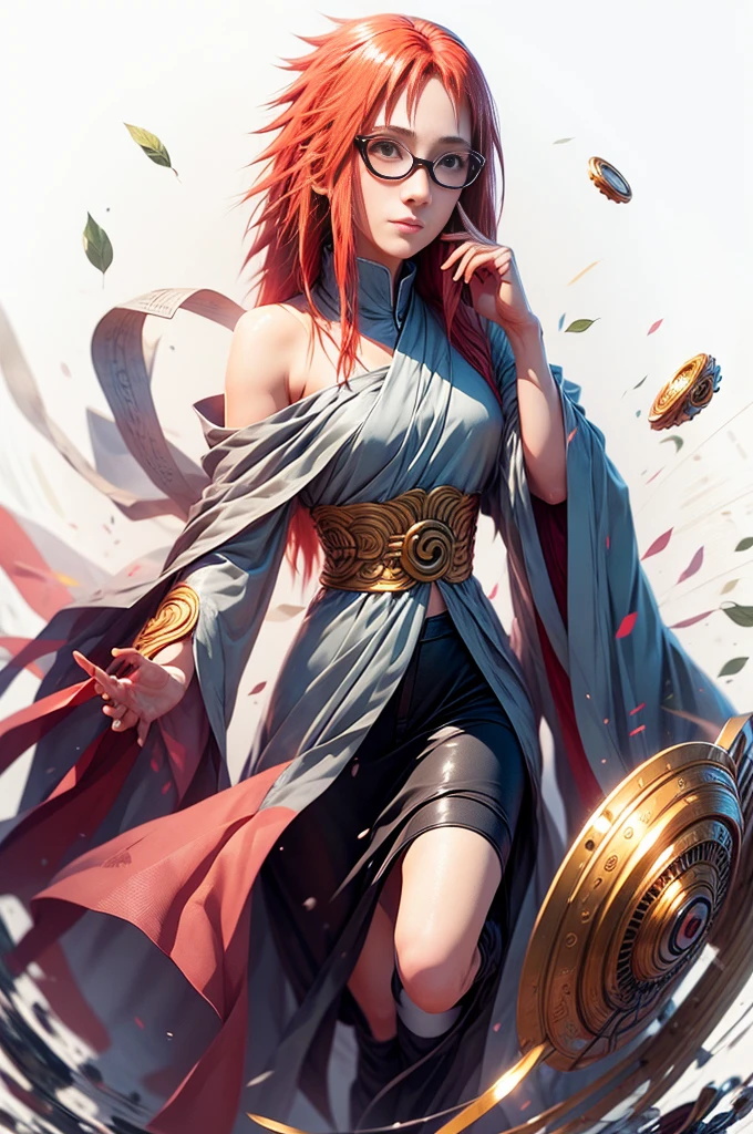 Karin Uzumaki, Uzumaki Karin, beautiful cute face, long red hair, red hair color, dark red hair, red eye color, glasses,