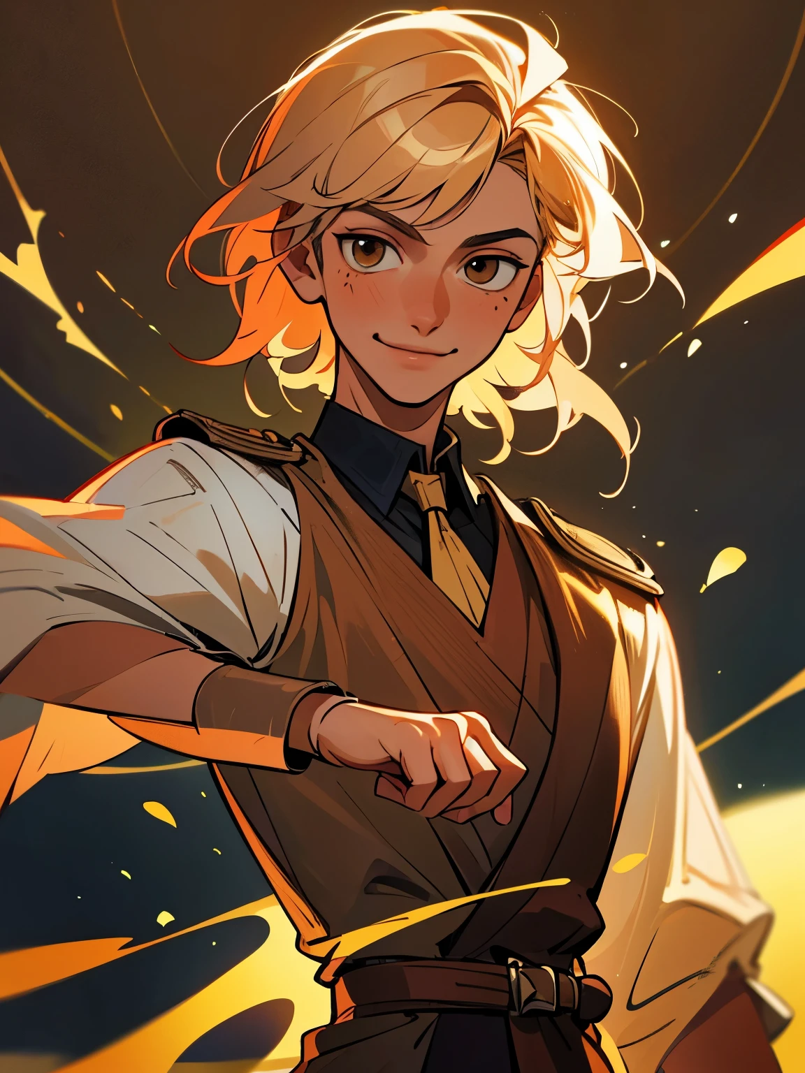 Nikolai is 20 years old, he has tanned skin, golden hair, shaved on one side and styled on the other, light brown eyes and slightly hooked nose, he has a beautiful face, "outlined by the features of a fairy-tale prince". He is described as extremely charming, handsome and smiling