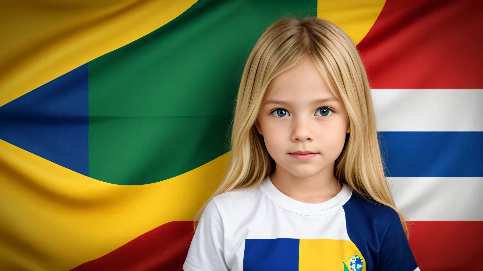 GIRL BLONDE, BRAZIL FLAG BACKGROUND