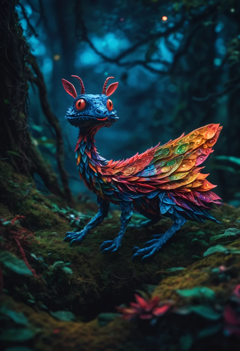 (best quality,4k,8k,highres,masterpiece:1.2),ultra-detailed,(realistic,photorealistic,photo-realistic:1.37),HDR,UHD,studio lighting,ultra-fine painting,sharp focus,physically-based rendering,extreme detail description,professional,vivid colors,bokeh,creepy,zentangle lines,origami,3D crunch,bioluminescent,otherworldly,enchanted,glowing eyes,dark and mysterious atmosphere,unique and intricate patterns,fantastical landscapes,star-filled sky,unexplored terrain,endless possibilities,playful and mischievous demeanors,undiscovered species,hidden secrets,extraterrestrial magic,unparalleled beauty,colorful and vibrant palette,mesmerizing dance of lights and shadows,unconventional and captivating art style,whimsical and surreal elements,extraordinary creatures with multiple limbs and appendages,breath-taking and awe-inspiring sights,spectacular and grandiose landscapes filled with extraordinary flora and fauna,astonishing and mind-bending perspectives,immersive and cinematic experience,revakutation of the boundaries of imagination.
