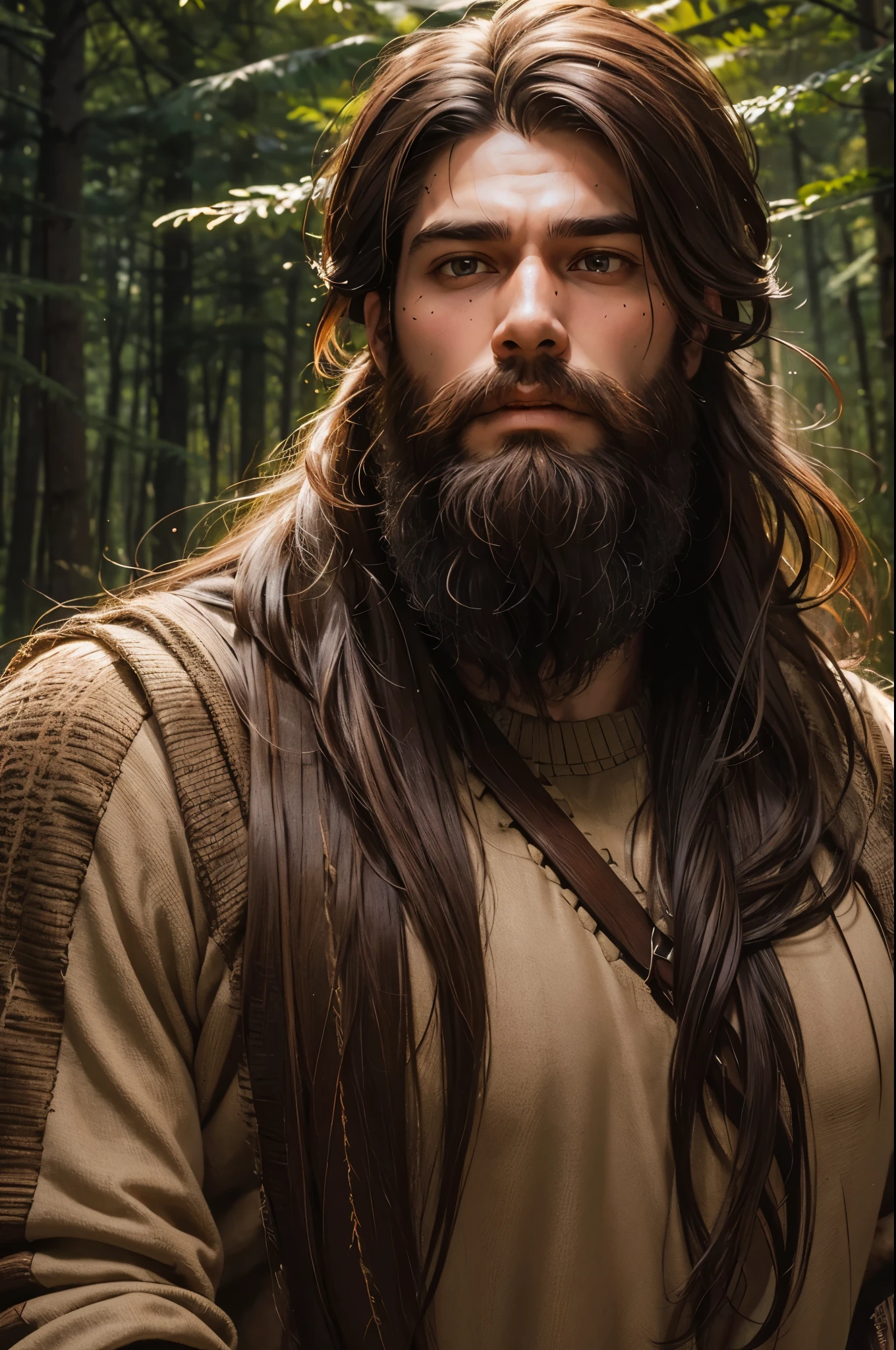 Giant Man, long hairs, long beard, handsome, muscular, brown clothes, tired, hungry sweaty, in the woods, cottage in woods, at night , close up, portrait, vibrant colours
UHD, Ultra High quality details, 4k