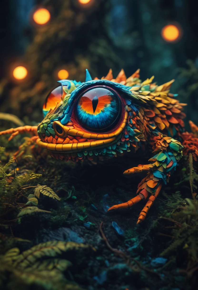 (best quality,4k,8k,highres,masterpiece:1.2),ultra-detailed,(realistic,photorealistic,photo-realistic:1.37),HDR,UHD,studio lighting,ultra-fine painting,sharp focus,physically-based rendering,extreme detail description,professional,vivid colors,bokeh,creepy,zentangle lines,origami,3D crunch,bioluminescent,otherworldly,enchanted,glowing eyes,dark and mysterious atmosphere,unique and intricate patterns,fantastical landscapes,star-filled sky,unexplored terrain,endless possibilities,playful and mischievous demeanors,undiscovered species,hidden secrets,extraterrestrial magic,unparalleled beauty,colorful and vibrant palette,mesmerizing dance of lights and shadows,unconventional and captivating art style,whimsical and surreal elements,extraordinary creatures with multiple limbs and appendages,breath-taking and awe-inspiring sights,spectacular and grandiose landscapes filled with extraordinary flora and fauna,astonishing and mind-bending perspectives,immersive and cinematic experience,revakutation of the boundaries of imagination.