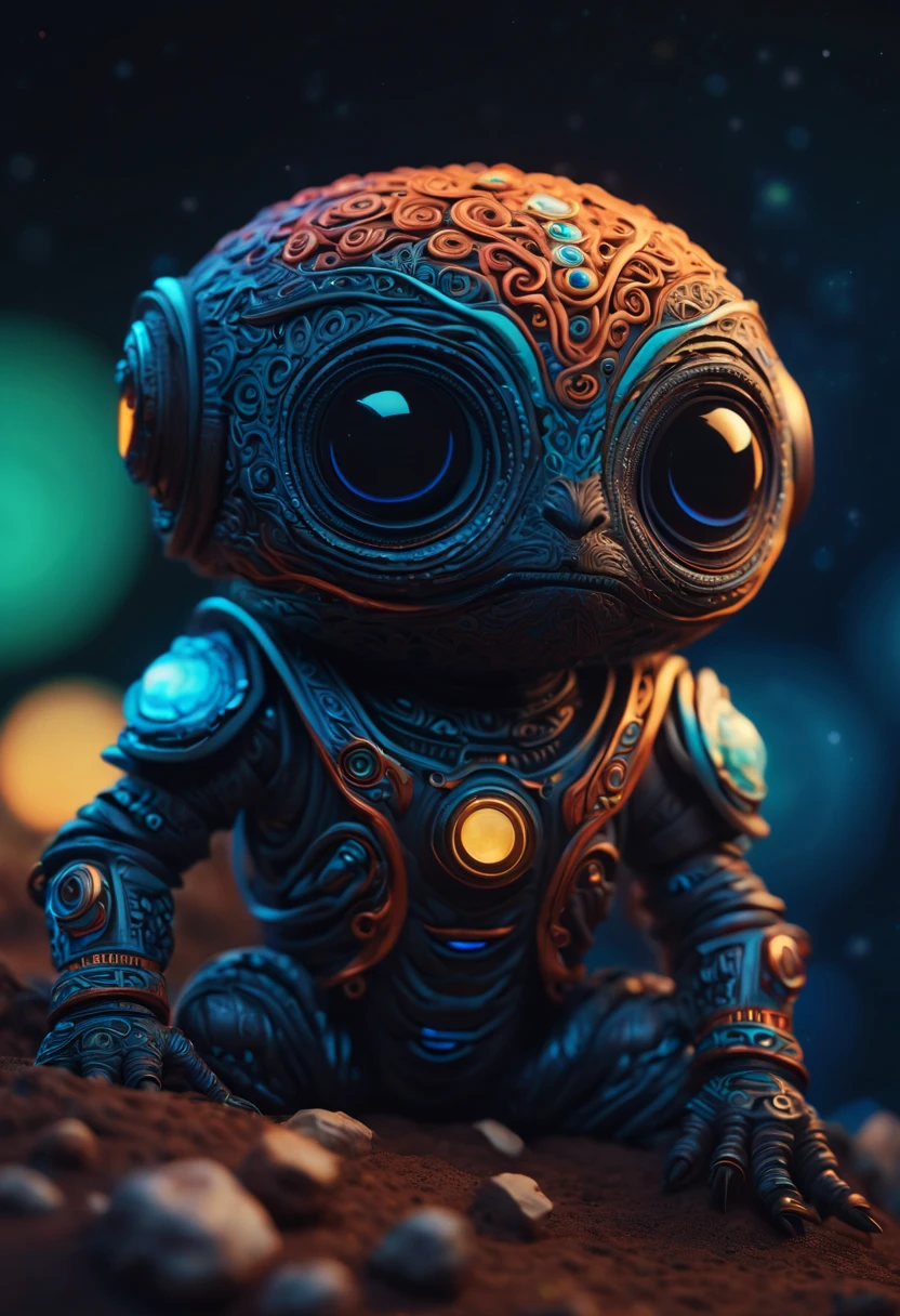 Magical creatures from mars, in mars, never seen before,dark creatures, cute and dark magical creatures from mars, zentangle, 3d crunch, cinematic, bioluminescent zentangle lines, (best quality,4k,8k,highres,masterpiece:1.2),ultra-detailed,realistic,photorealistic:1.37,hdr,studio lighting,sharp focus,professional,vivid colors,bokeh,portraits,colorful color harmony,soft natural lighting,whimsical and vibrant atmosphere,beautifully illustrated stylized characters with intricate details,ethereal and dreamlike background with swirling patterns,twinkling stars,mesmerizing and vibrant celestial colors,dynamic and energetic composition,paper-cut elements to enhance depth and texture,