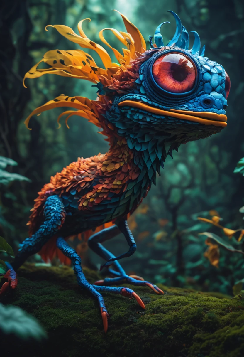 (best quality,4k,8k,highres,masterpiece:1.2),ultra-detailed,(realistic,photorealistic,photo-realistic:1.37),HDR,UHD,studio lighting,ultra-fine painting,sharp focus,physically-based rendering,extreme detail description,professional,vivid colors,bokeh,creepy,zentangle lines,origami,3D crunch,bioluminescent,otherworldly,enchanted,glowing eyes,dark and mysterious atmosphere,unique and intricate patterns,fantastical landscapes,star-filled sky,unexplored terrain,endless possibilities,playful and mischievous demeanors,undiscovered species,hidden secrets,extraterrestrial magic,unparalleled beauty,colorful and vibrant palette,mesmerizing dance of lights and shadows,unconventional and captivating art style,whimsical and surreal elements,extraordinary creatures with multiple limbs and appendages,breath-taking and awe-inspiring sights,spectacular and grandiose landscapes filled with extraordinary flora and fauna,astonishing and mind-bending perspectives,immersive and cinematic experience,revakutation of the boundaries of imagination.