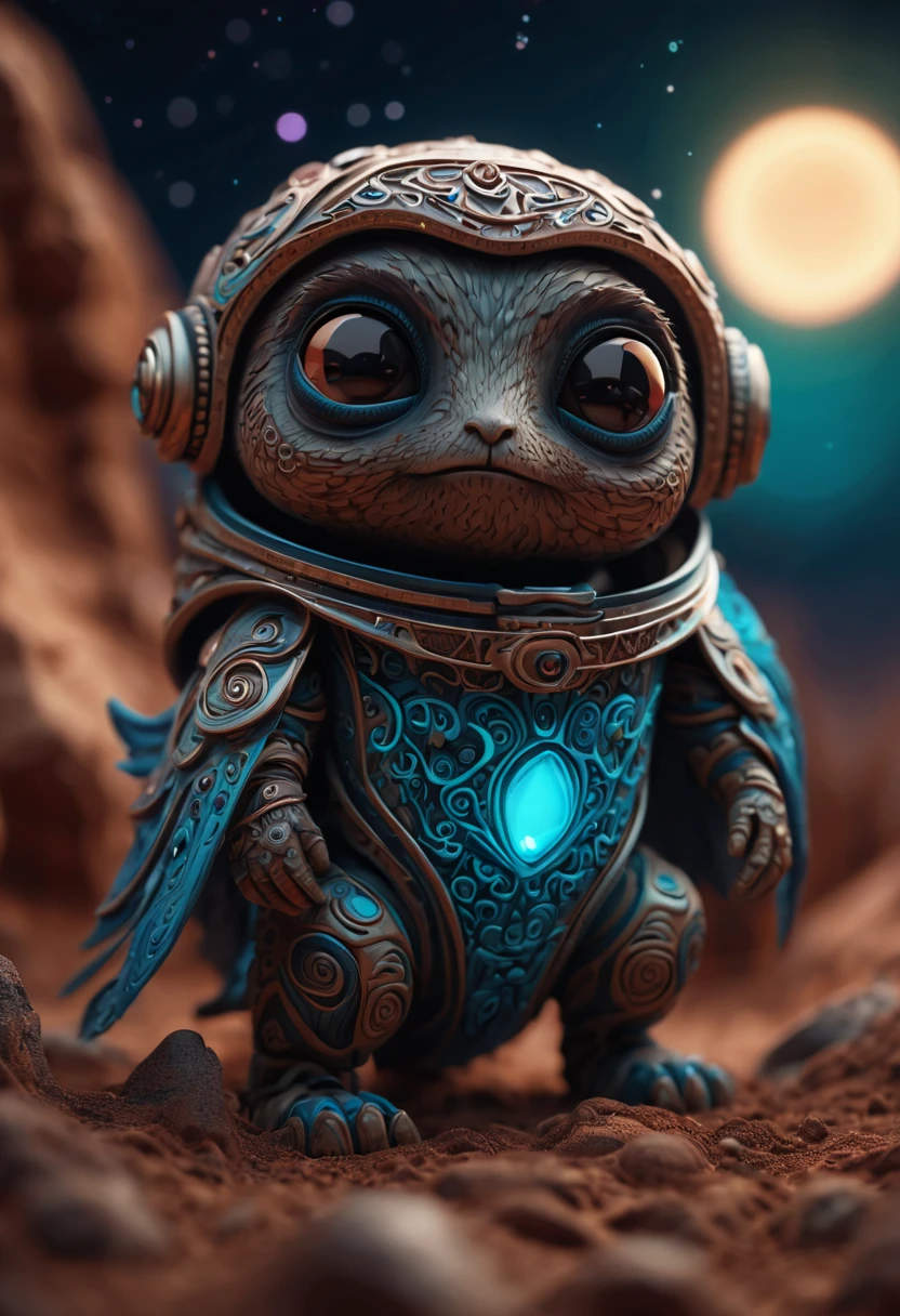 Magical creatures from mars, in mars, never seen before,dark creatures, cute and dark magical creatures from mars, zentangle, 3d crunch, cinematic, bioluminescent zentangle lines, (best quality,4k,8k,highres,masterpiece:1.2),ultra-detailed,realistic,photorealistic:1.37,hdr,studio lighting,sharp focus,professional,vivid colors,bokeh,portraits,colorful color harmony,soft natural lighting,whimsical and vibrant atmosphere,beautifully illustrated stylized characters with intricate details,ethereal and dreamlike background with swirling patterns,twinkling stars,mesmerizing and vibrant celestial colors,dynamic and energetic composition,paper-cut elements to enhance depth and texture,
