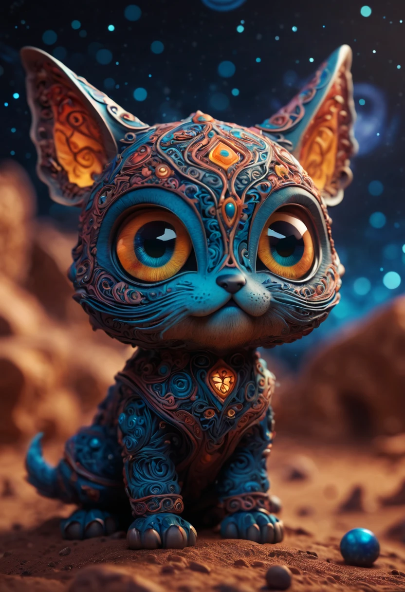 Magical creatures from mars, in mars, never seen before,dark creatures, cute and dark magical creatures from mars, zentangle, 3d crunch, cinematic, bioluminescent zentangle lines, (best quality,4k,8k,highres,masterpiece:1.2),ultra-detailed,realistic,photorealistic:1.37,hdr,studio lighting,sharp focus,professional,vivid colors,bokeh,portraits,colorful color harmony,soft natural lighting,whimsical and vibrant atmosphere,beautifully illustrated stylized characters with intricate details,ethereal and dreamlike background with swirling patterns,twinkling stars,mesmerizing and vibrant celestial colors,dynamic and energetic composition,paper-cut elements to enhance depth and texture,